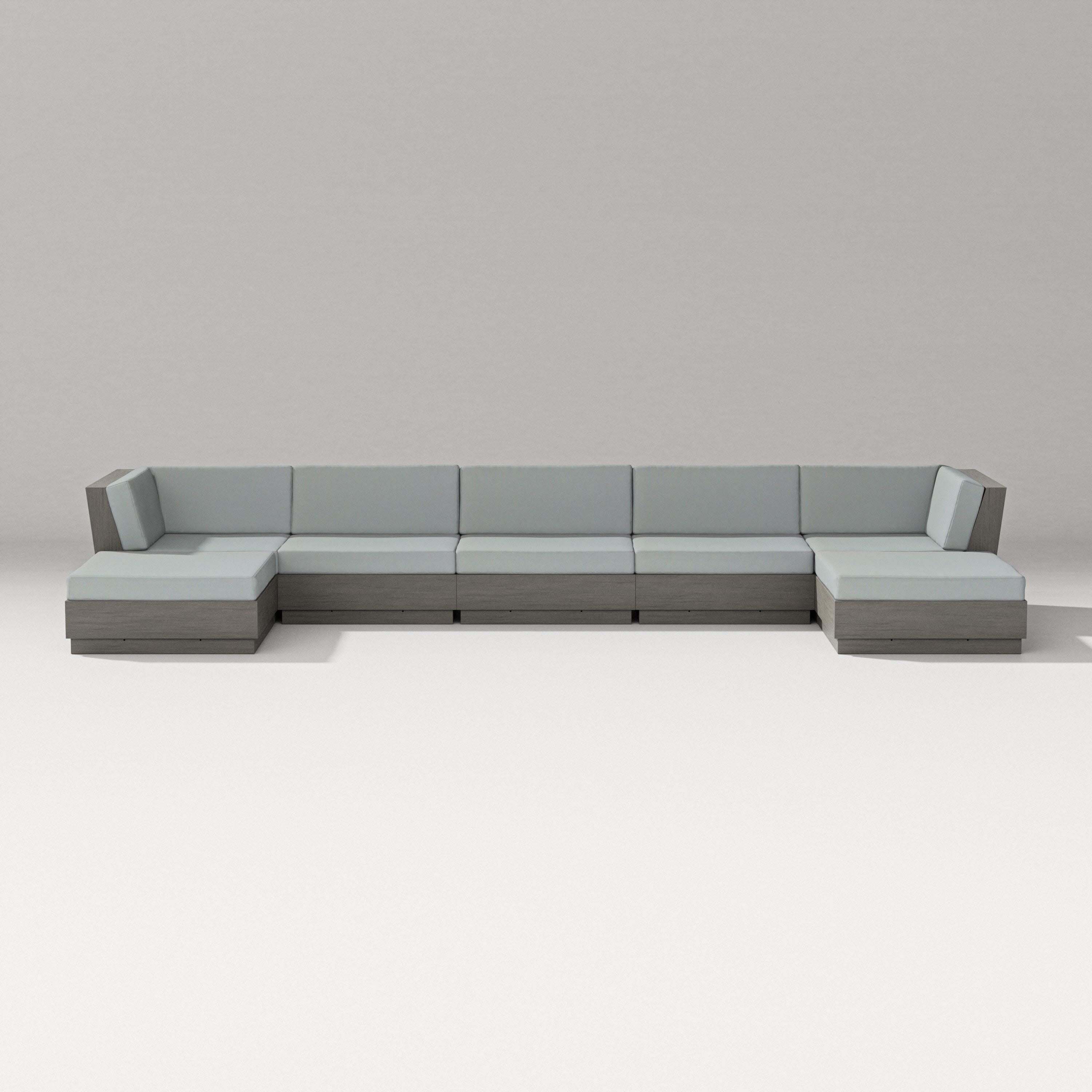 Elevate 7-Piece Double Chaise Sectional in Driftwood / Spa