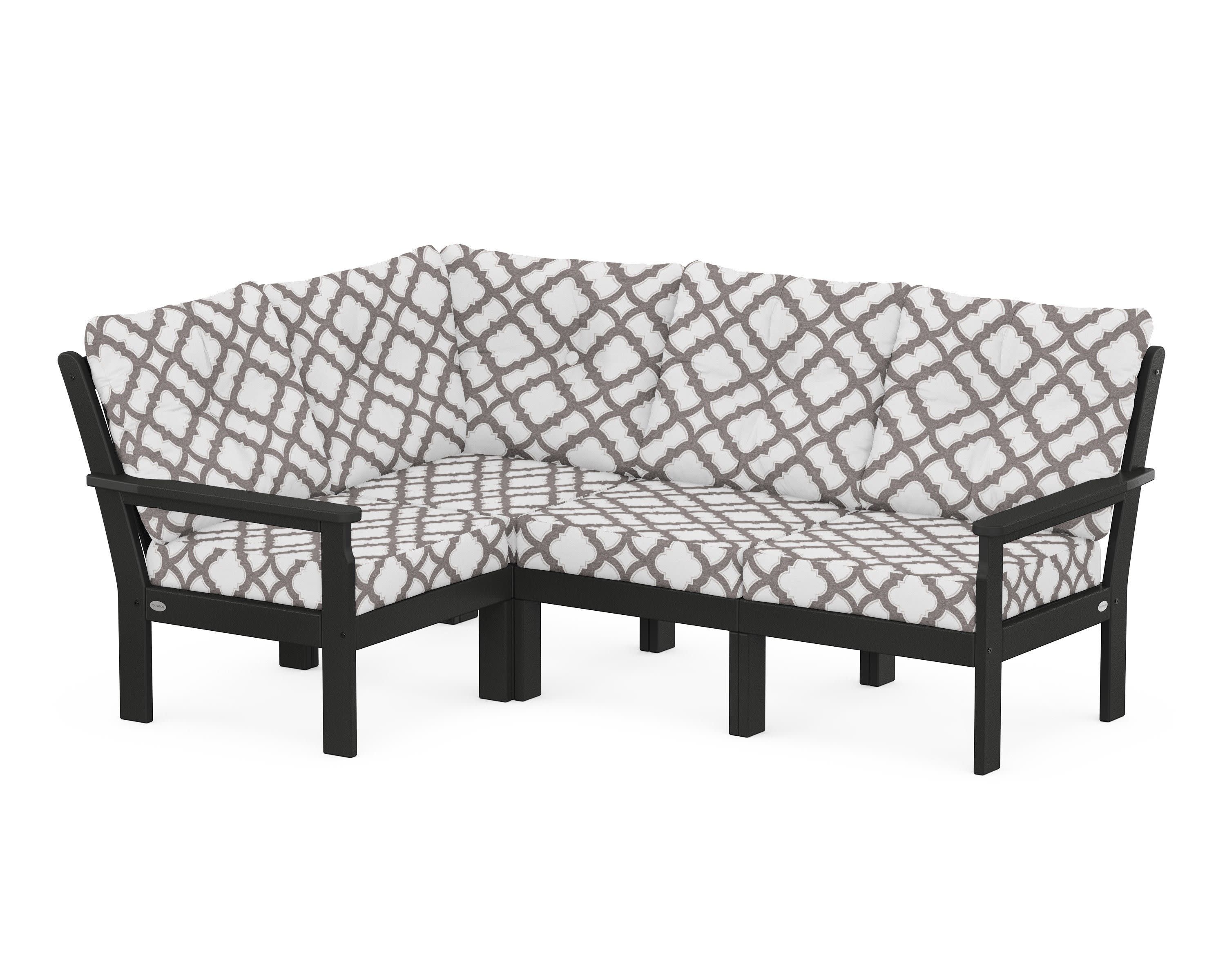 Vineyard 4-Piece Sectional in Black / Trellis Grey Mist