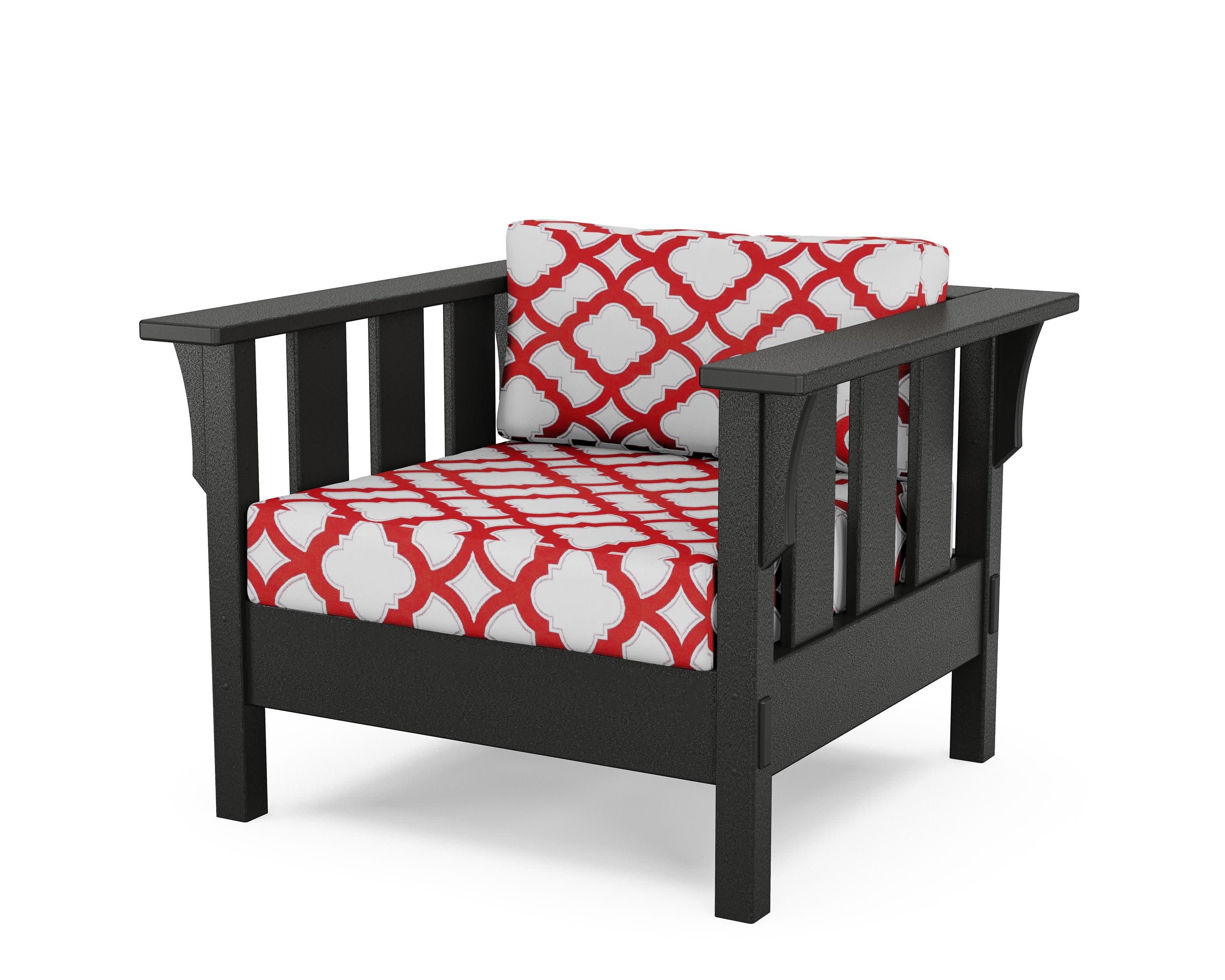 Acadia Deep Seating Chair in Black / Trellis Crimson