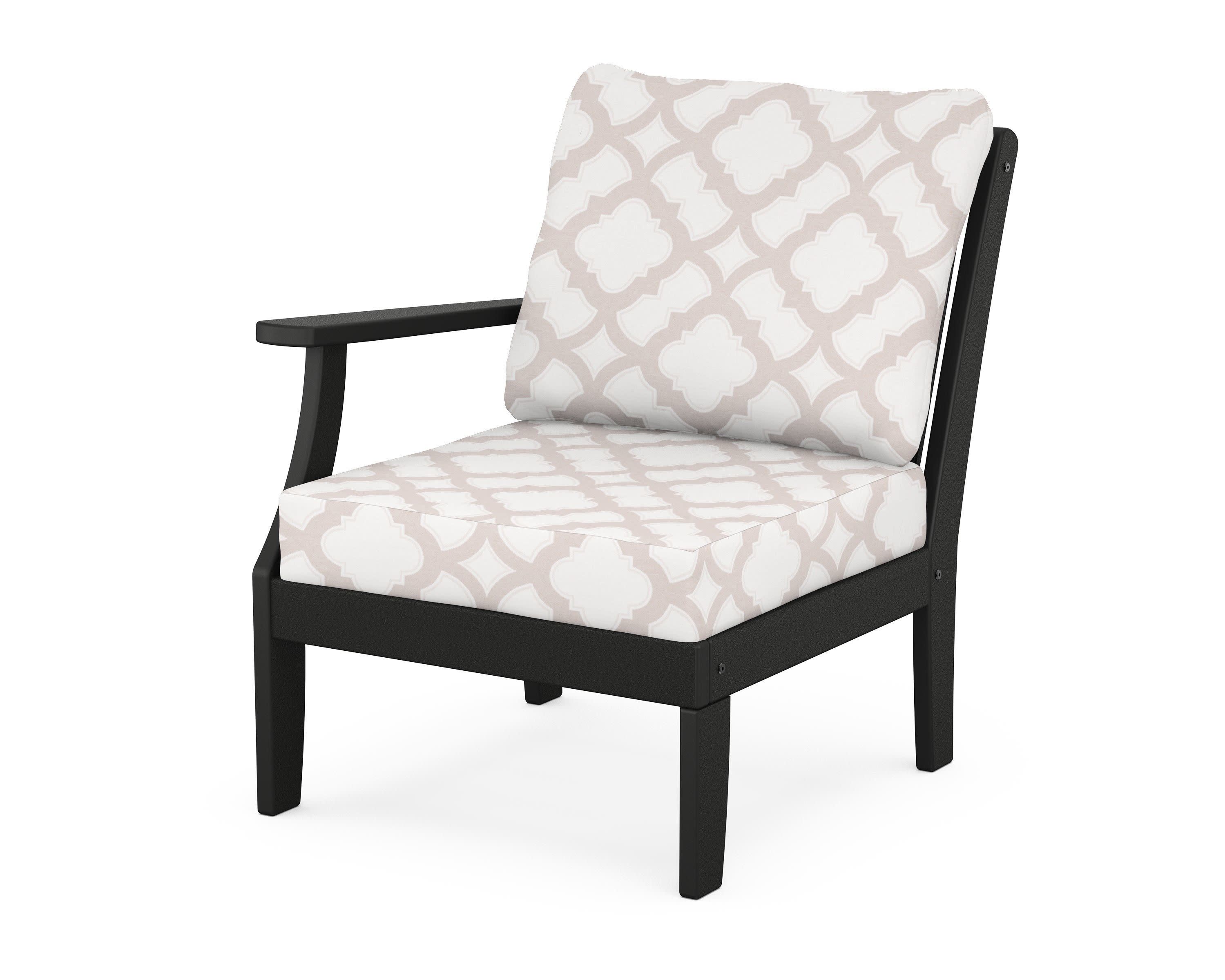Braxton Modular Left Arm Chair in Black / Trellis Dune Burlap