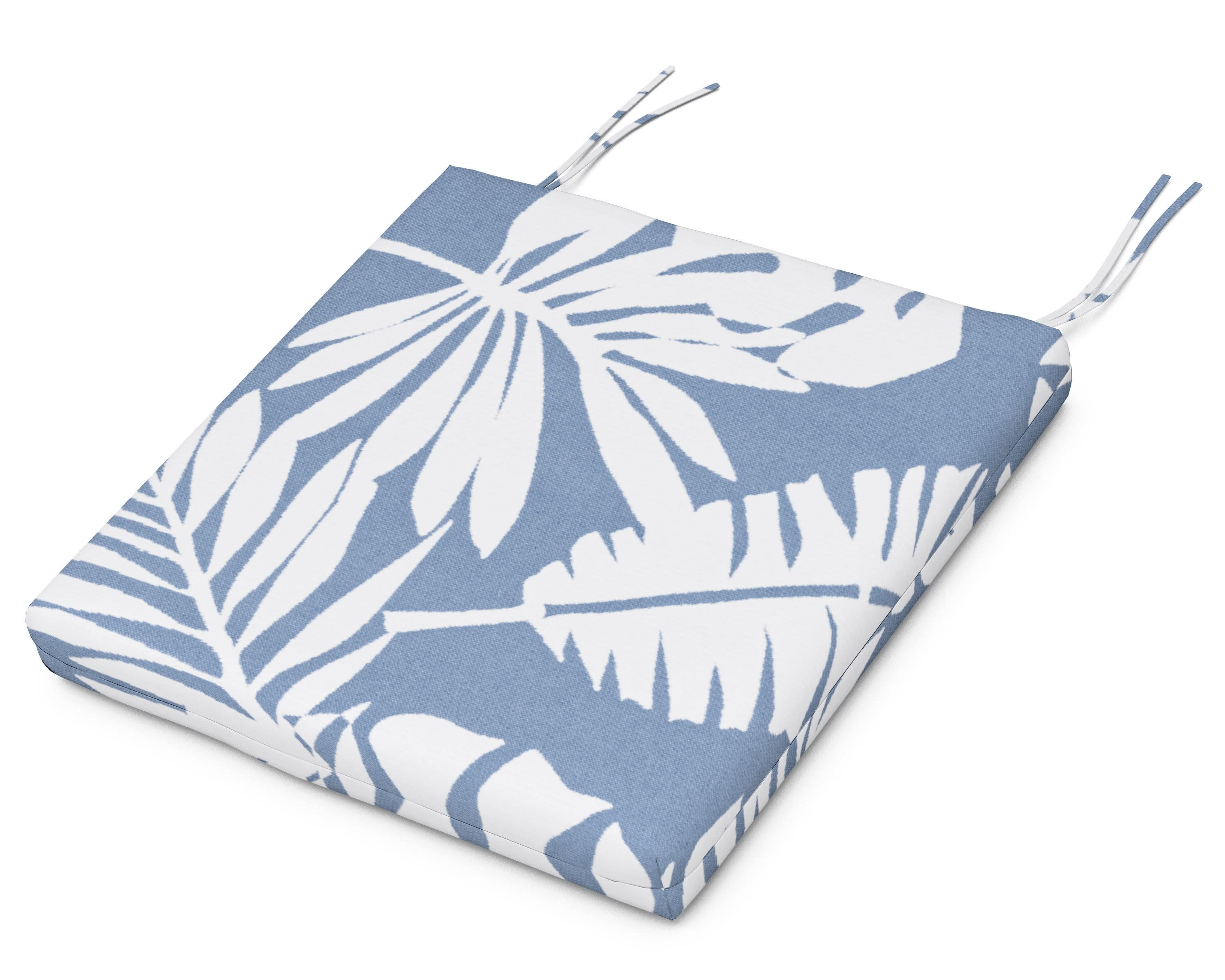 Standard Seat Cushion 17"D x 18.5"W x 2.5"H in Leaf Sky Blue