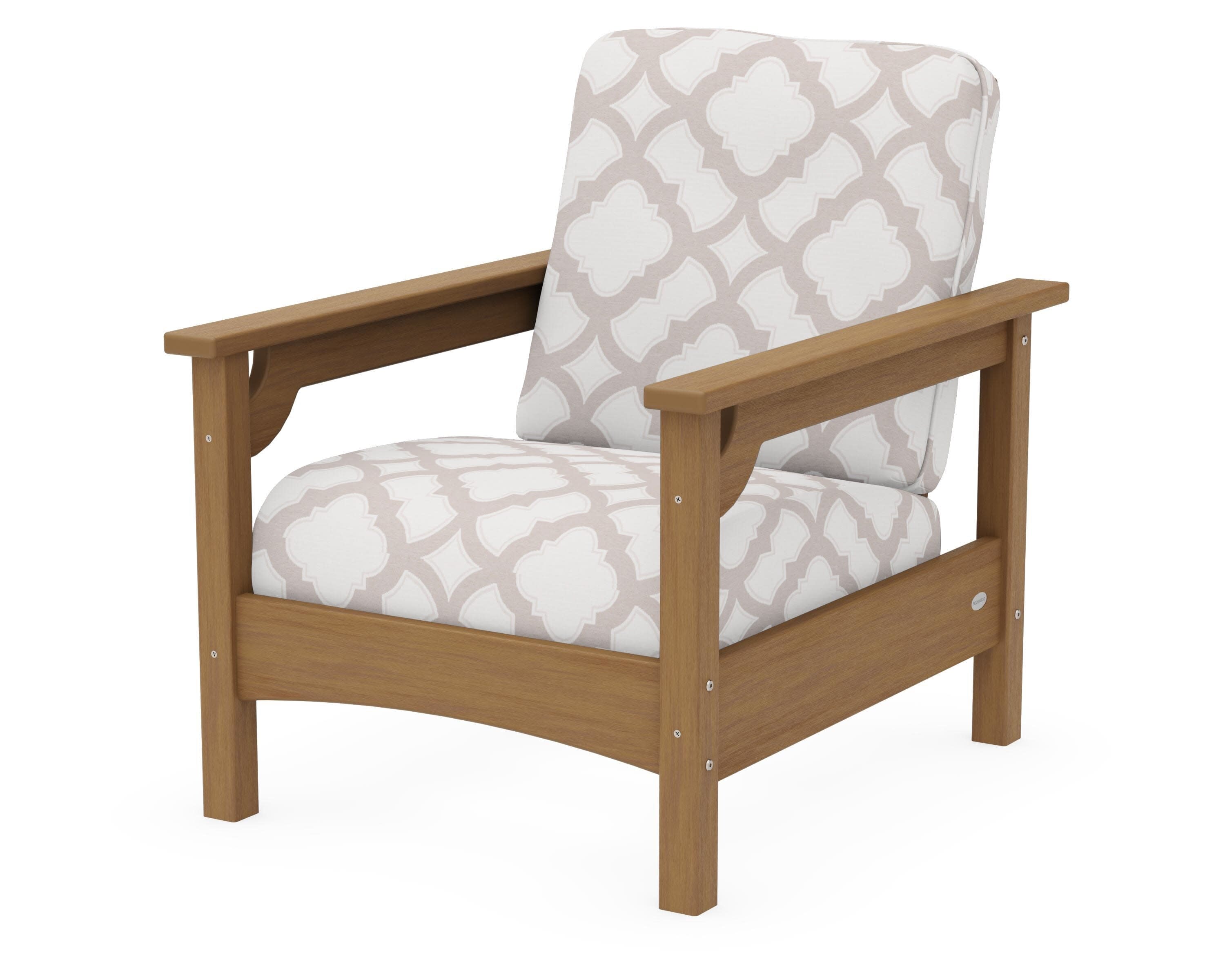 Club Chair in Natural / Trellis Dune Burlap
