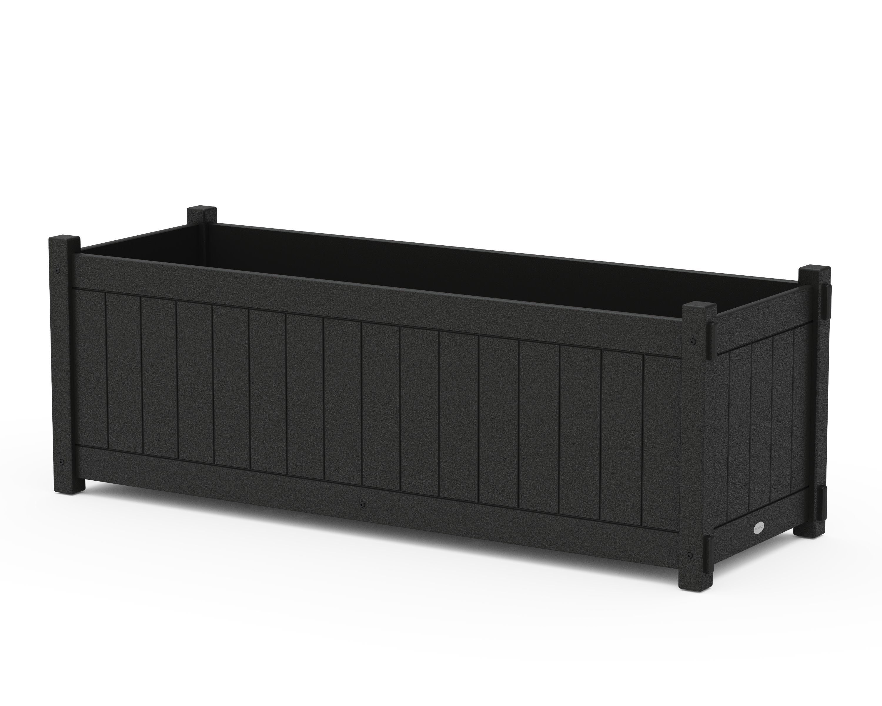Vineyard Large Rectangle Triple Planter Box in Black