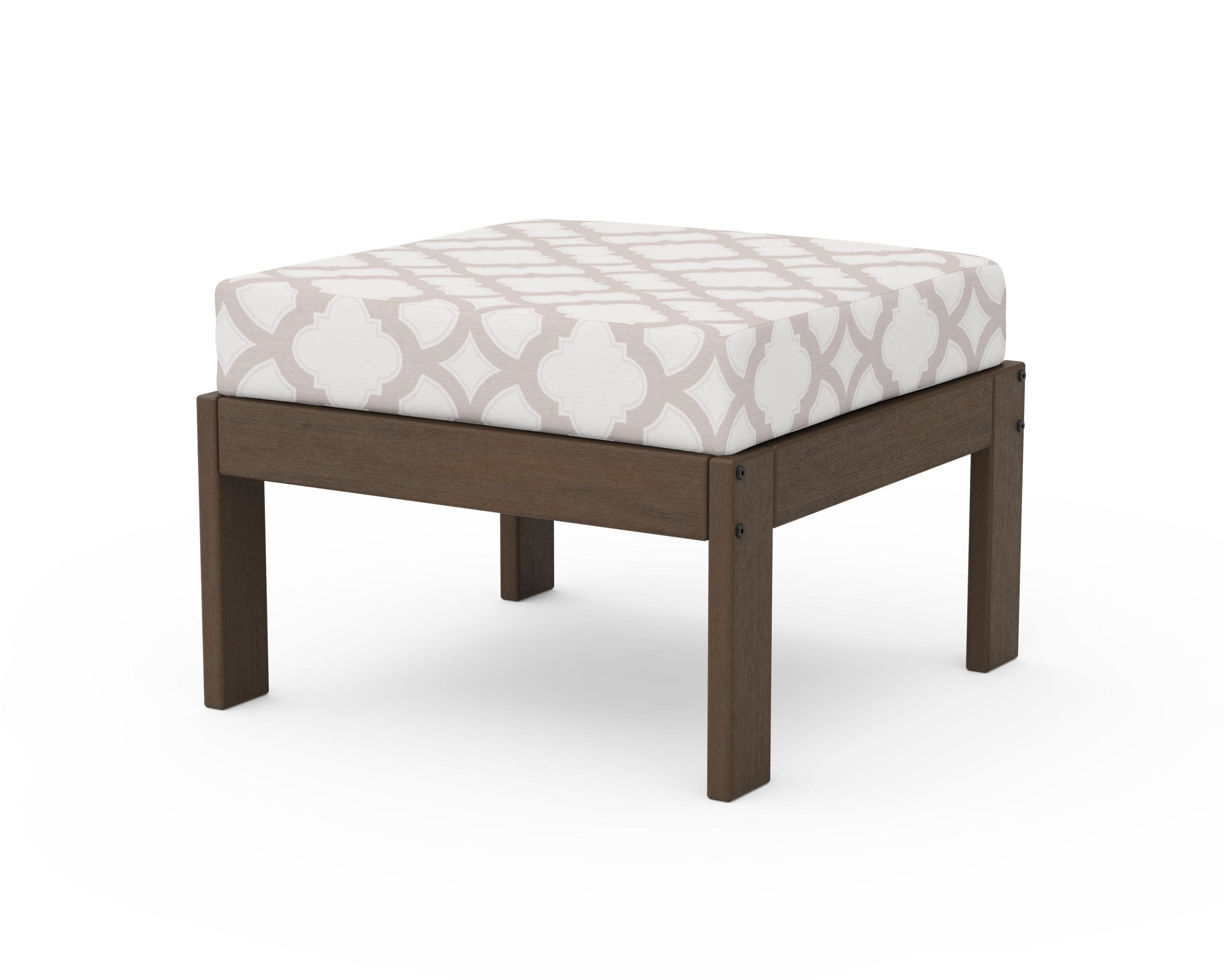Vineyard Modular Ottoman in Kona / Trellis Dune Burlap