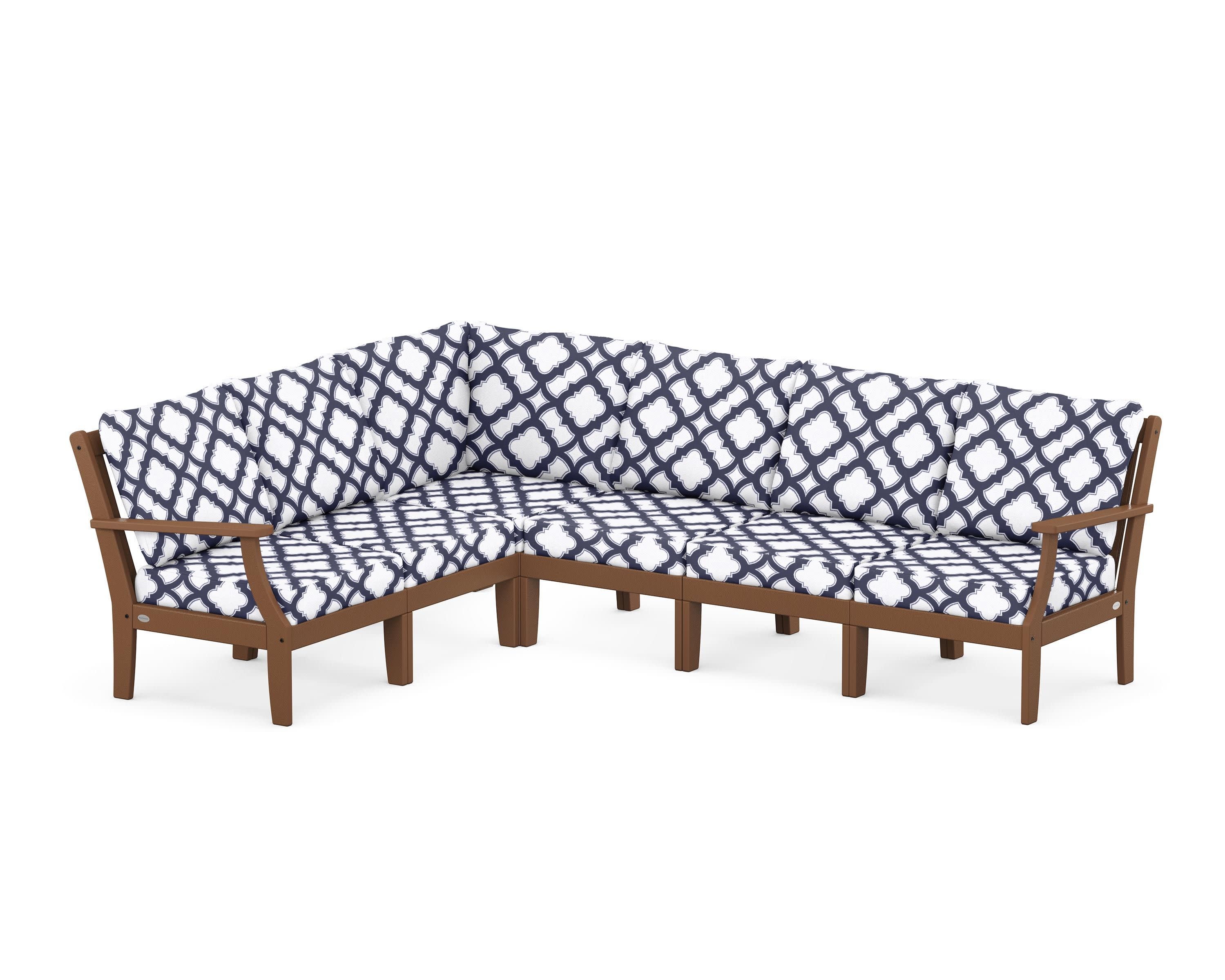 Braxton Modular 6-Piece Deep Seating Set in Teak / Trellis Navy