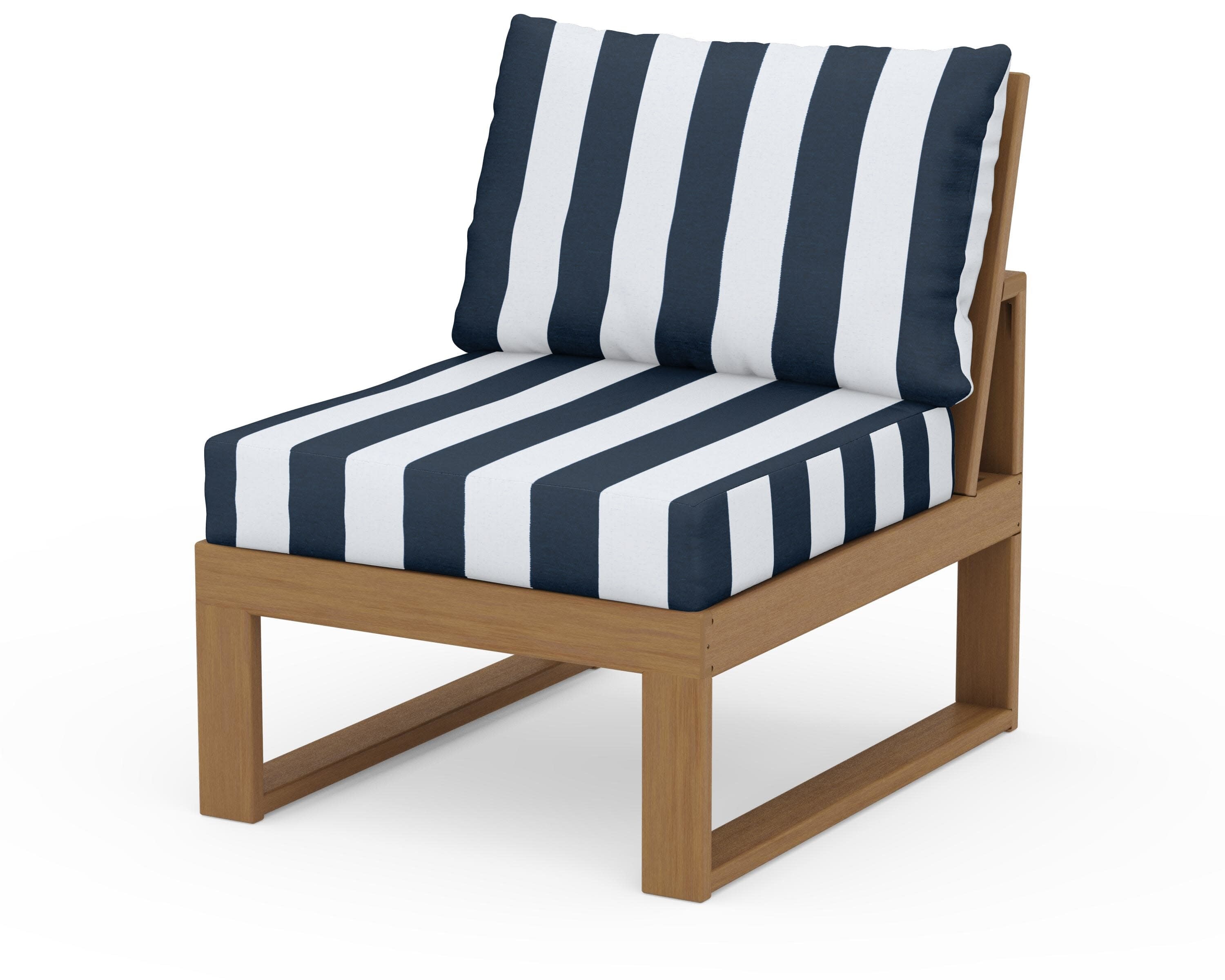 Modular Armless Chair in Natural / Cabana Stripe Marine Indigo