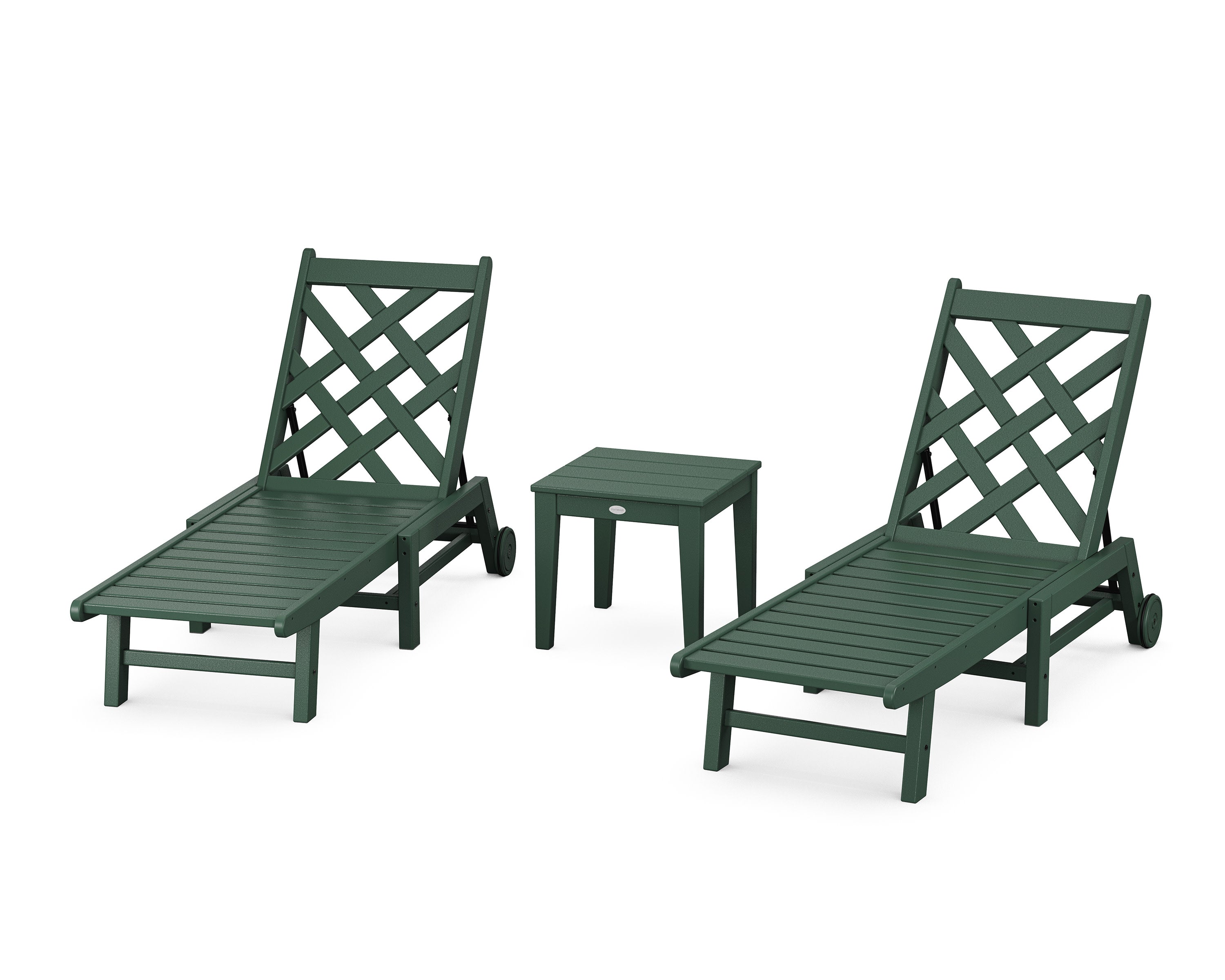 Wovendale 3-Piece Chaise Set with Wheels in Green