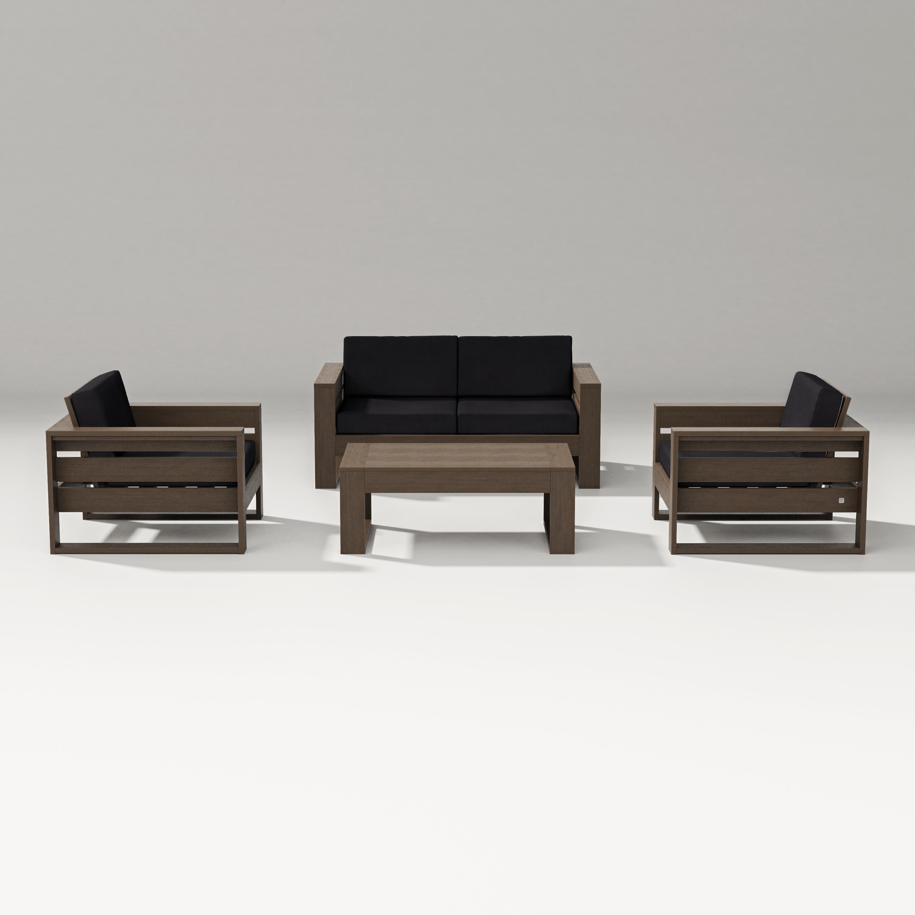 Latitude 4-Piece Lounge Loveseat Set in Kona / Midnight Linen