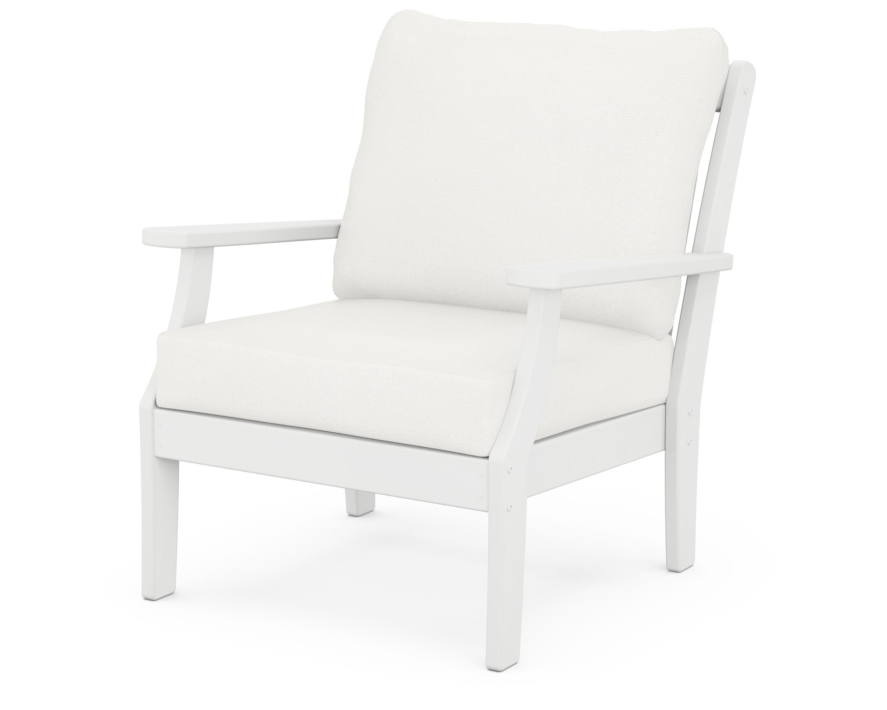 Braxton Deep Seating Chair in White / Natural Linen