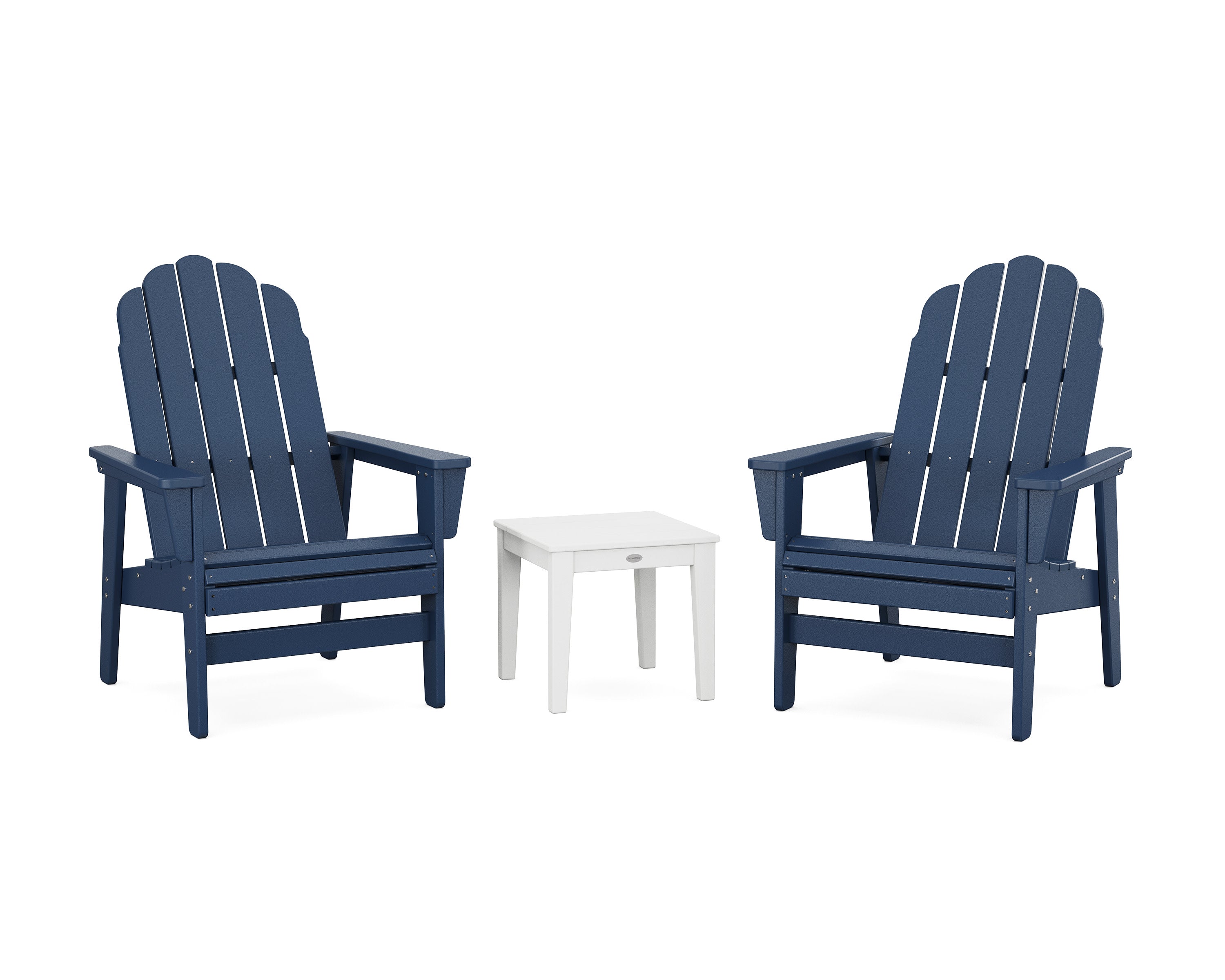 3-Piece Vineyard Grand Upright Adirondack Set in Navy / White