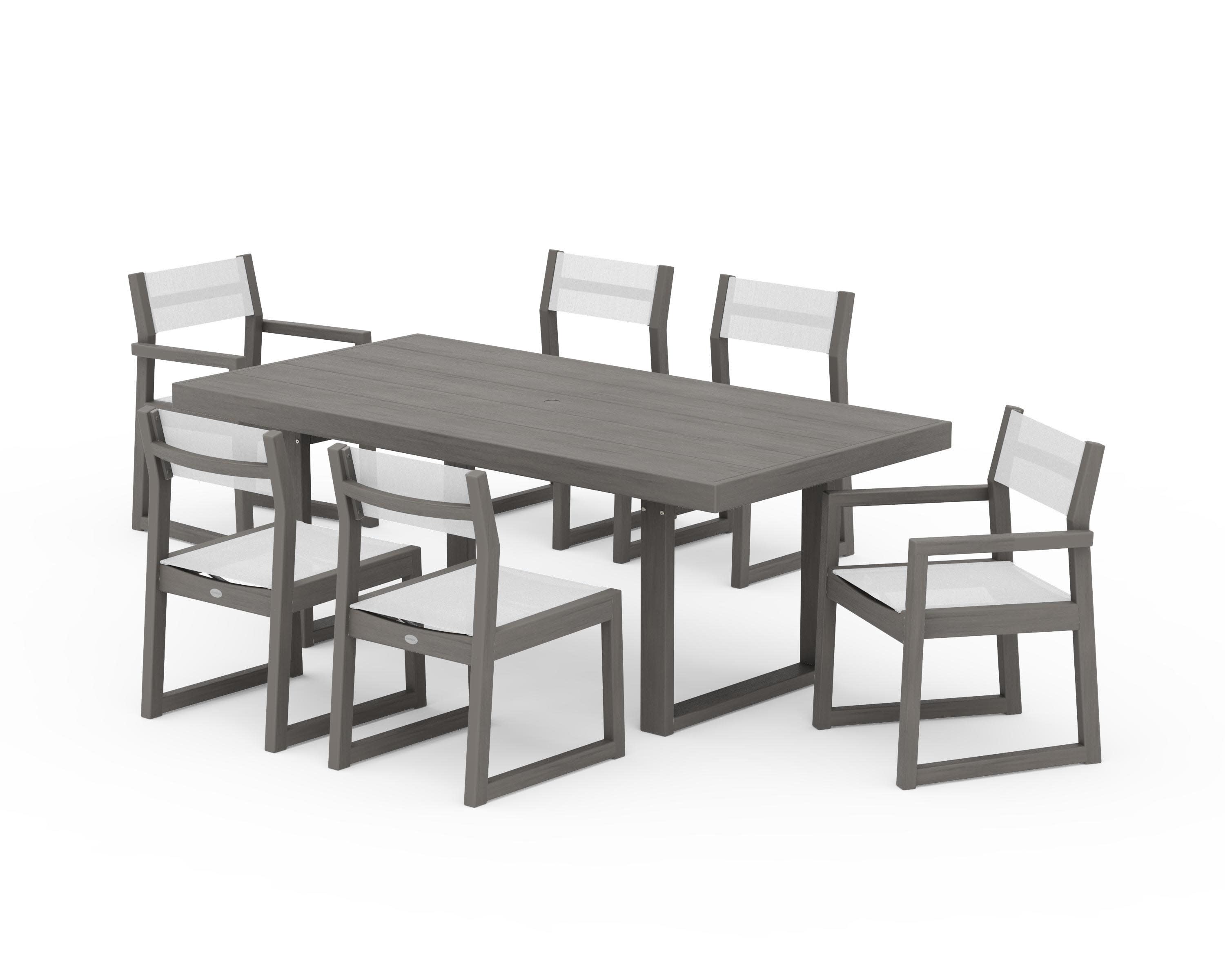 EDGE Sling 7-Piece Dining Set in Driftwood / White Sling