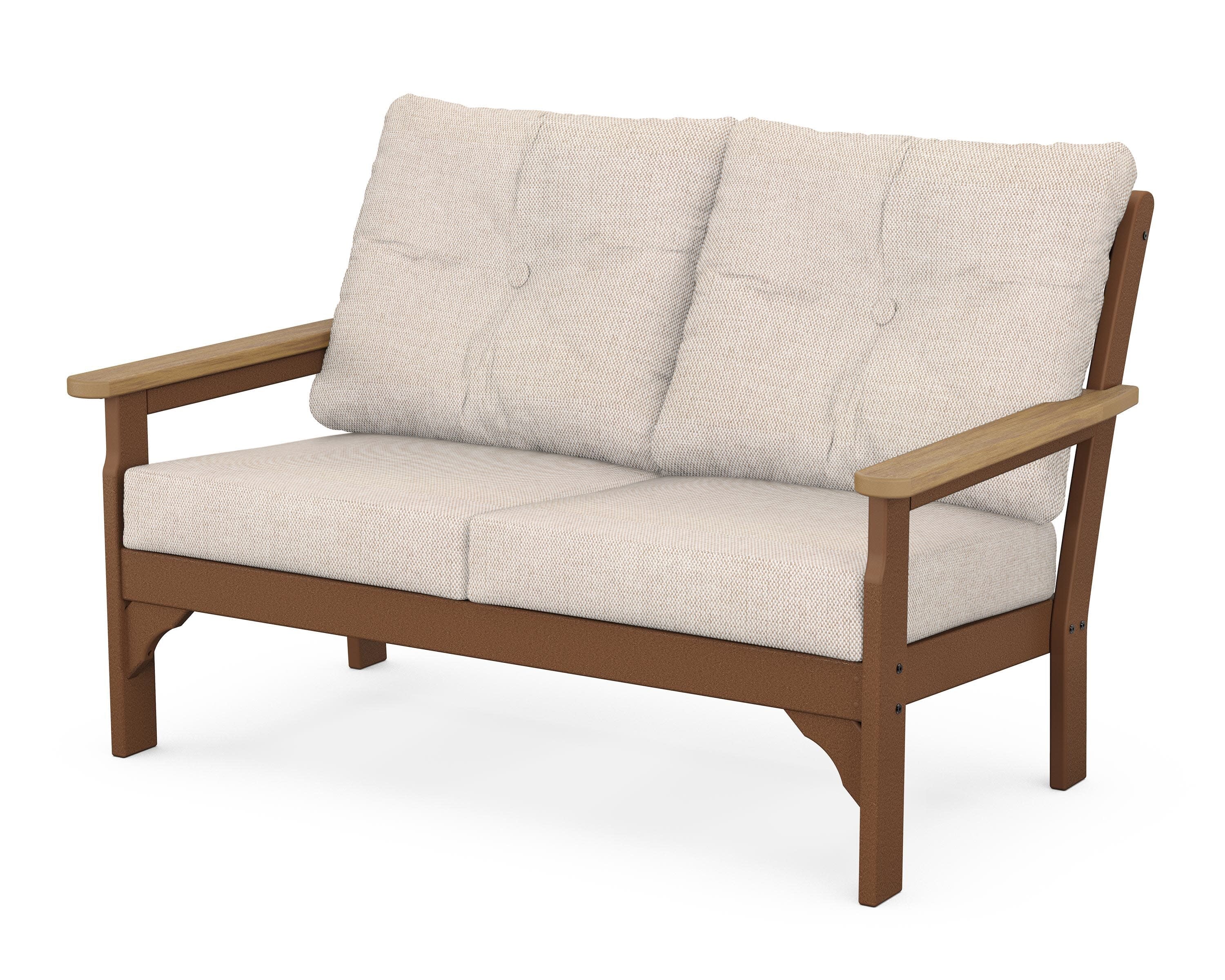 Vineyard Deep Seating Loveseat in Teak / Natural / Blend Linen