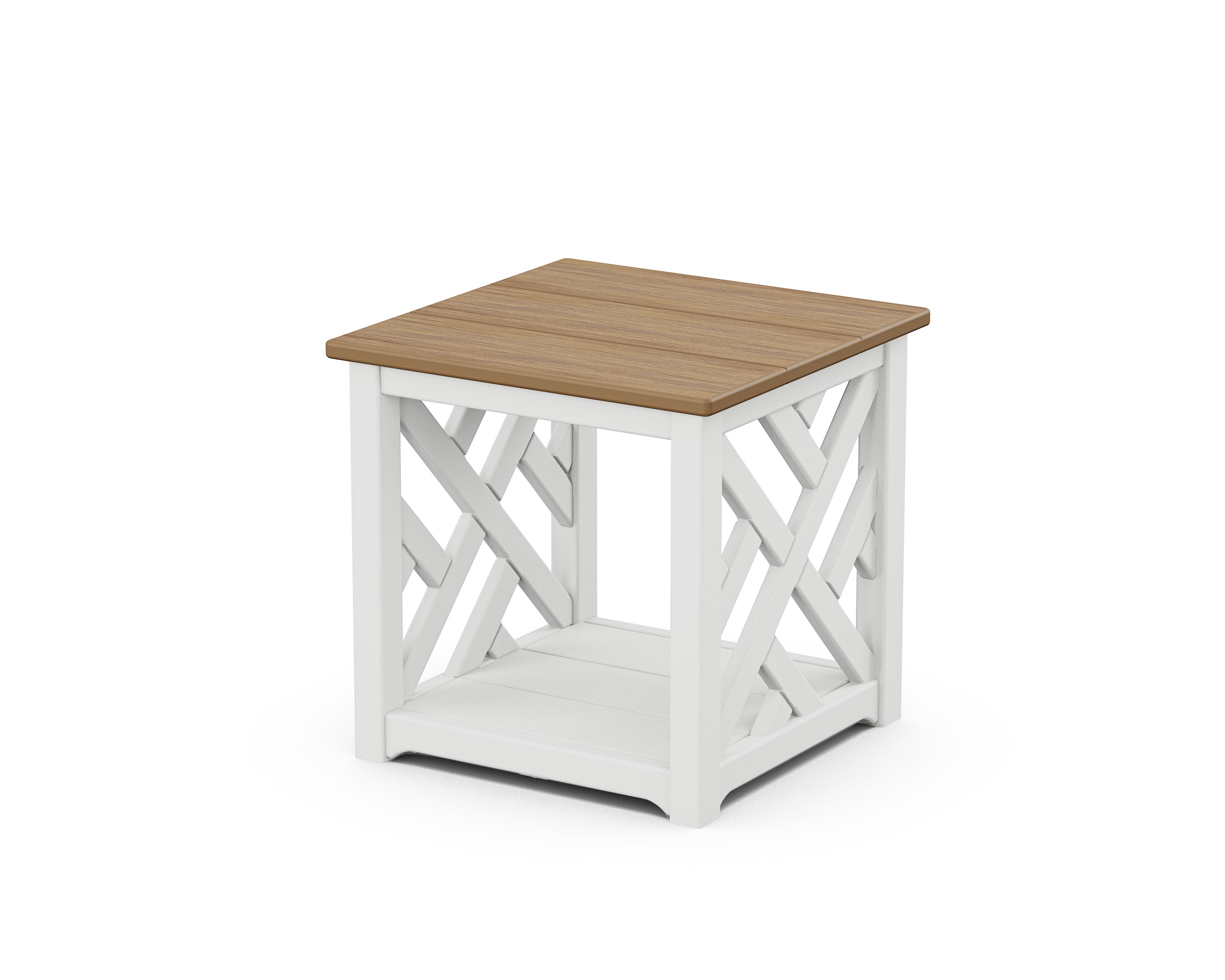 Chippendale Accent Table in White / Natural