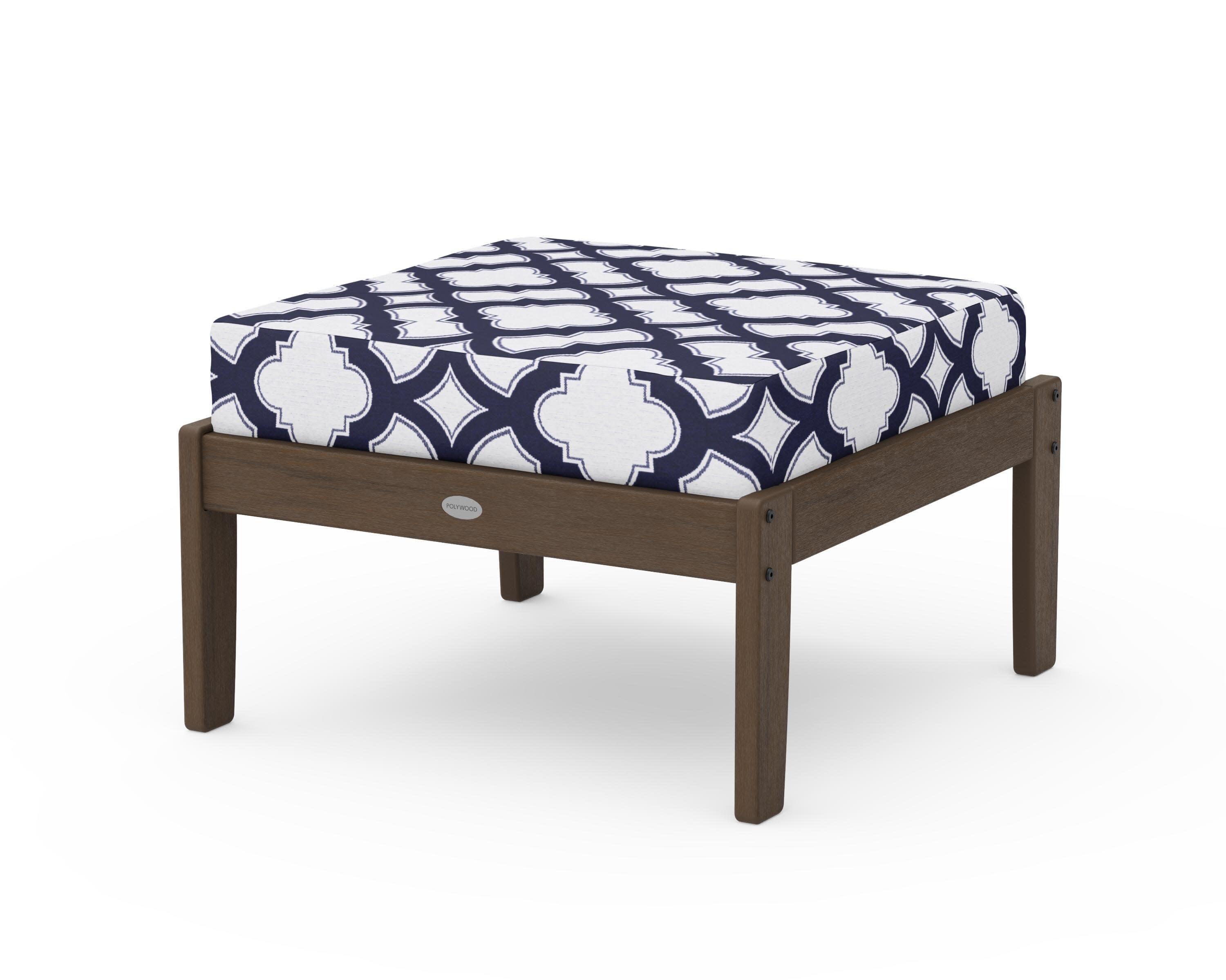 Braxton Deep Seating Ottoman in Kona / Trellis Navy