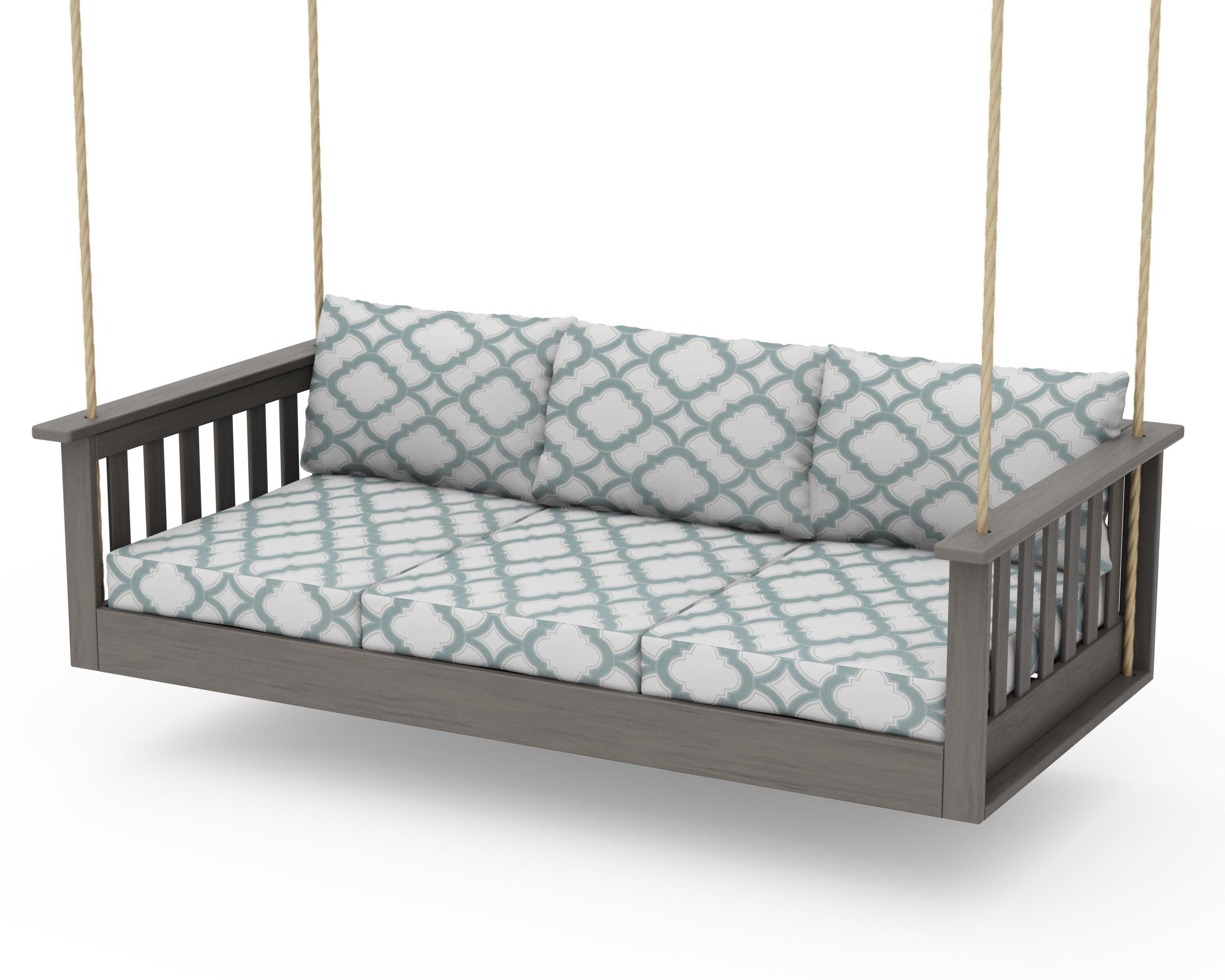 Vineyard Daybed Swing in Driftwood / Trellis Glacier Spa