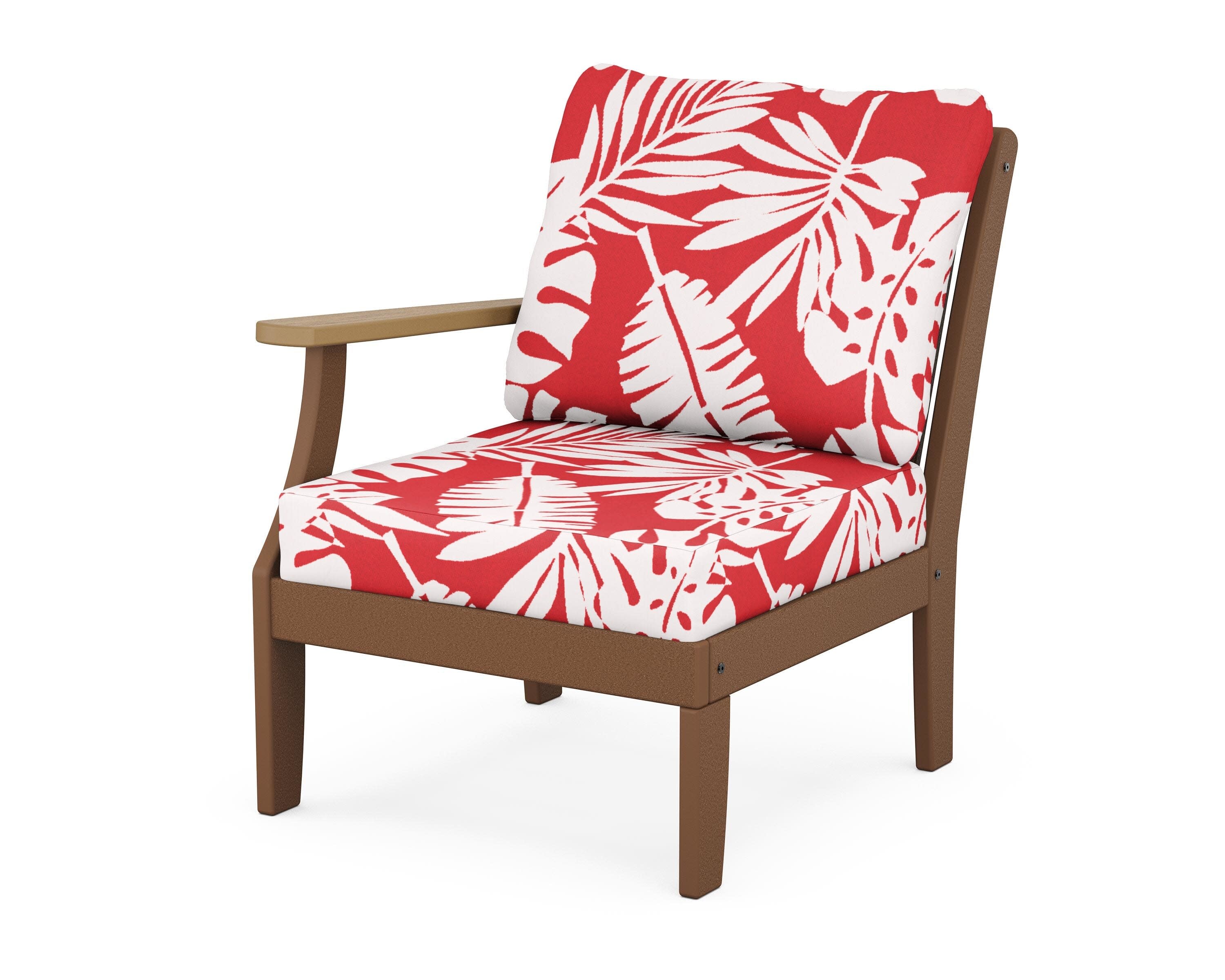 Braxton Modular Left Arm Chair in Teak / Natural / Leaf Crimson