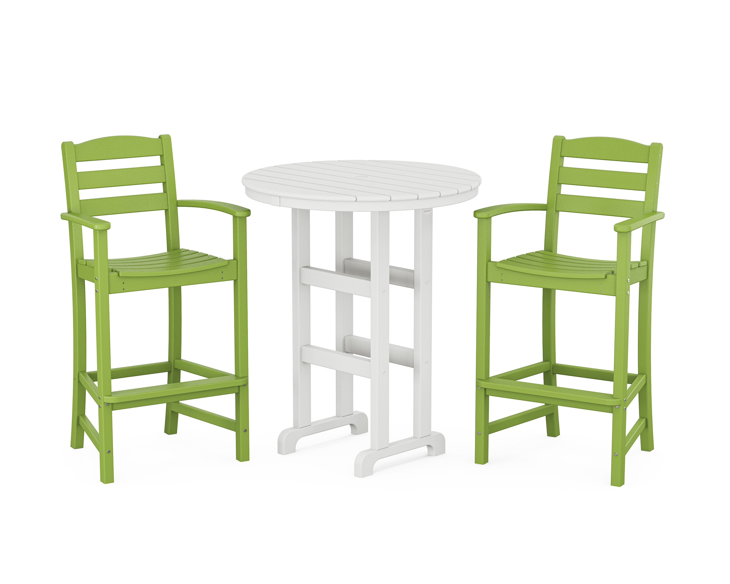 La Casa Caf 3-Piece Round Farmhouse Bar Set in Lime / White
