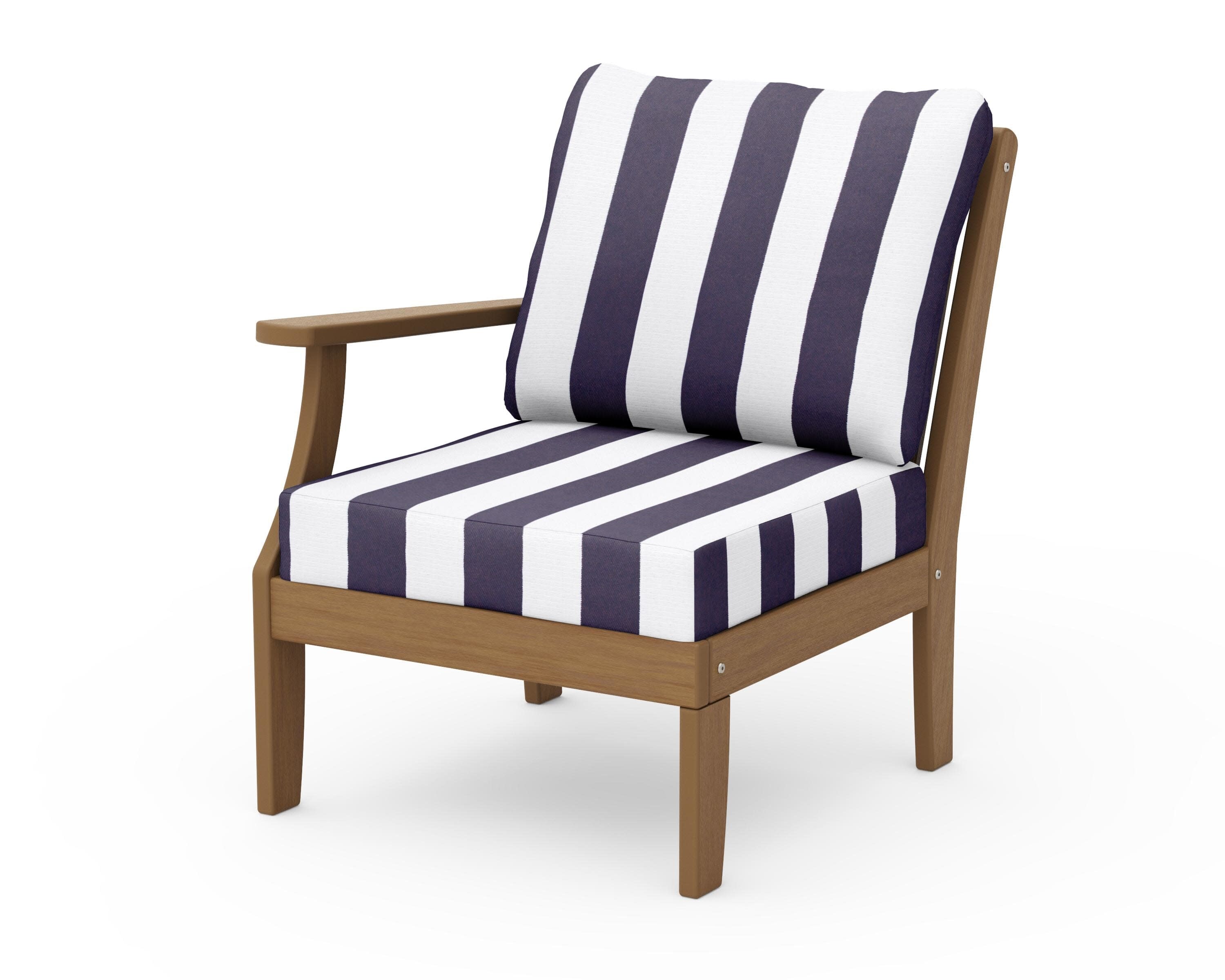Braxton Modular Left Arm Chair in Natural / Cabana Stripe Navy