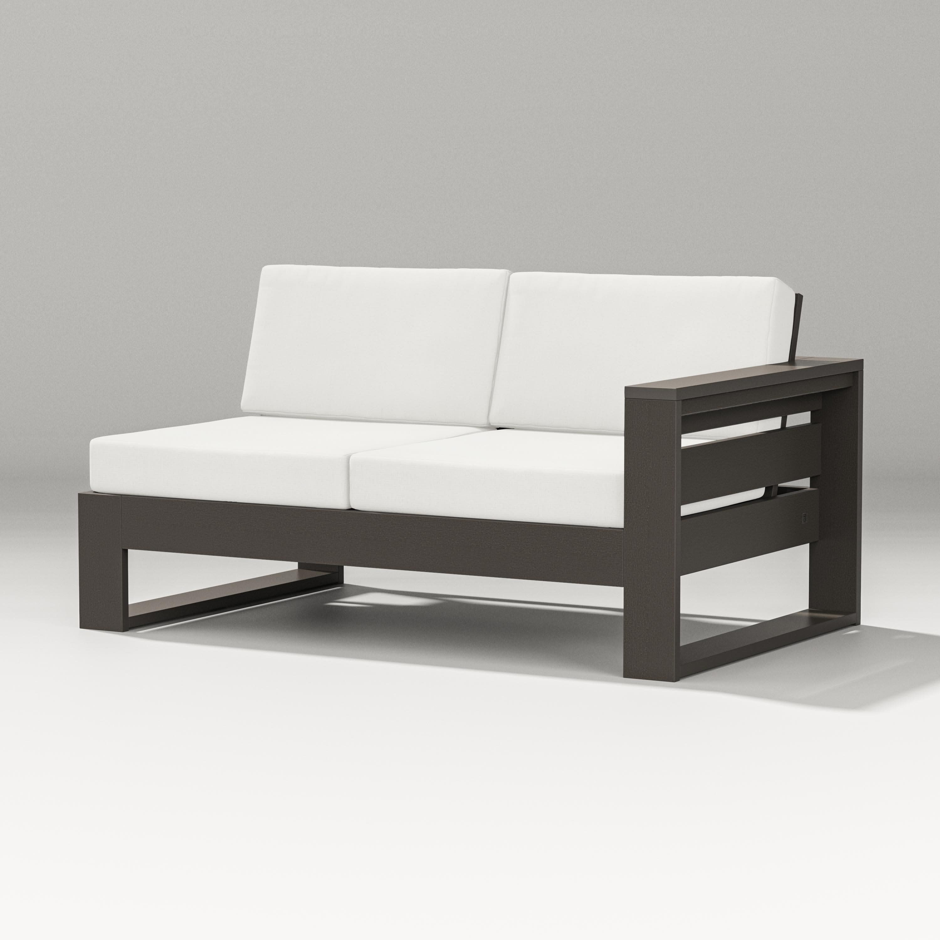 Latitude Modular Right Arm Loveseat in Vintage Coffee / Natural Linen