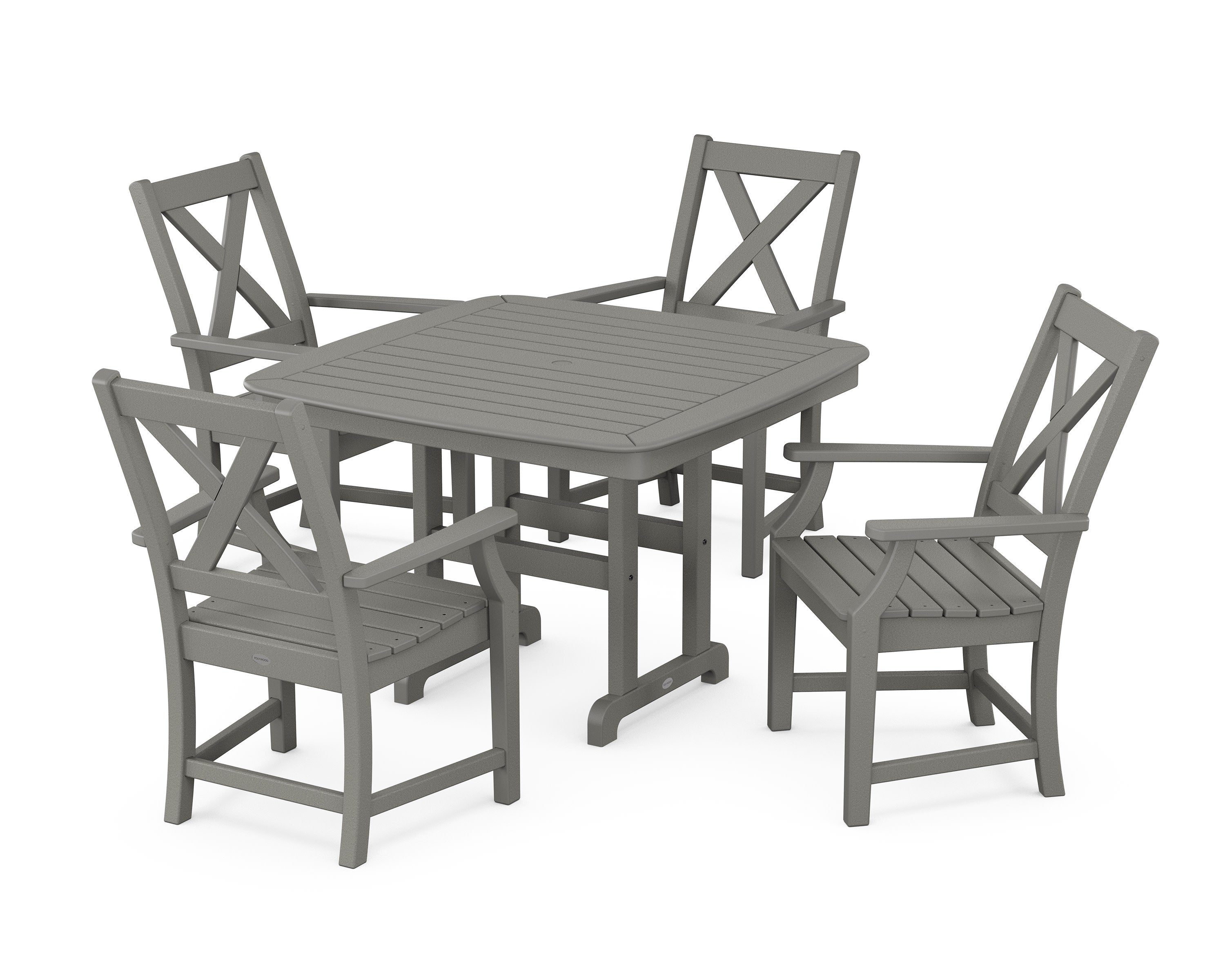 Braxton 5-Piece Dining Set with Trestle Legs in Slate Grey