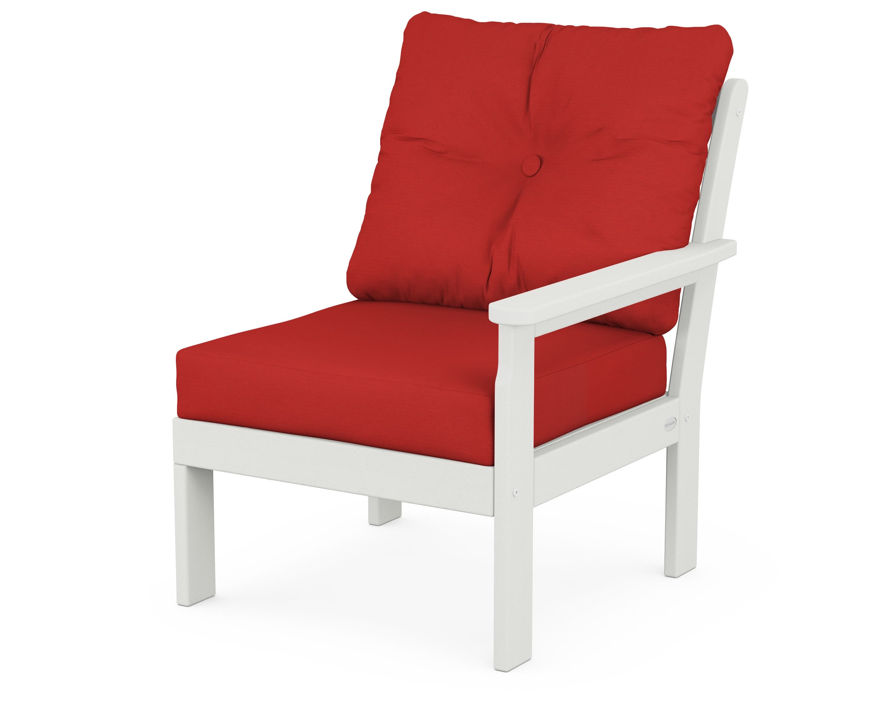 Vineyard Modular Right Arm Chair in Vintage White / Crimson Linen