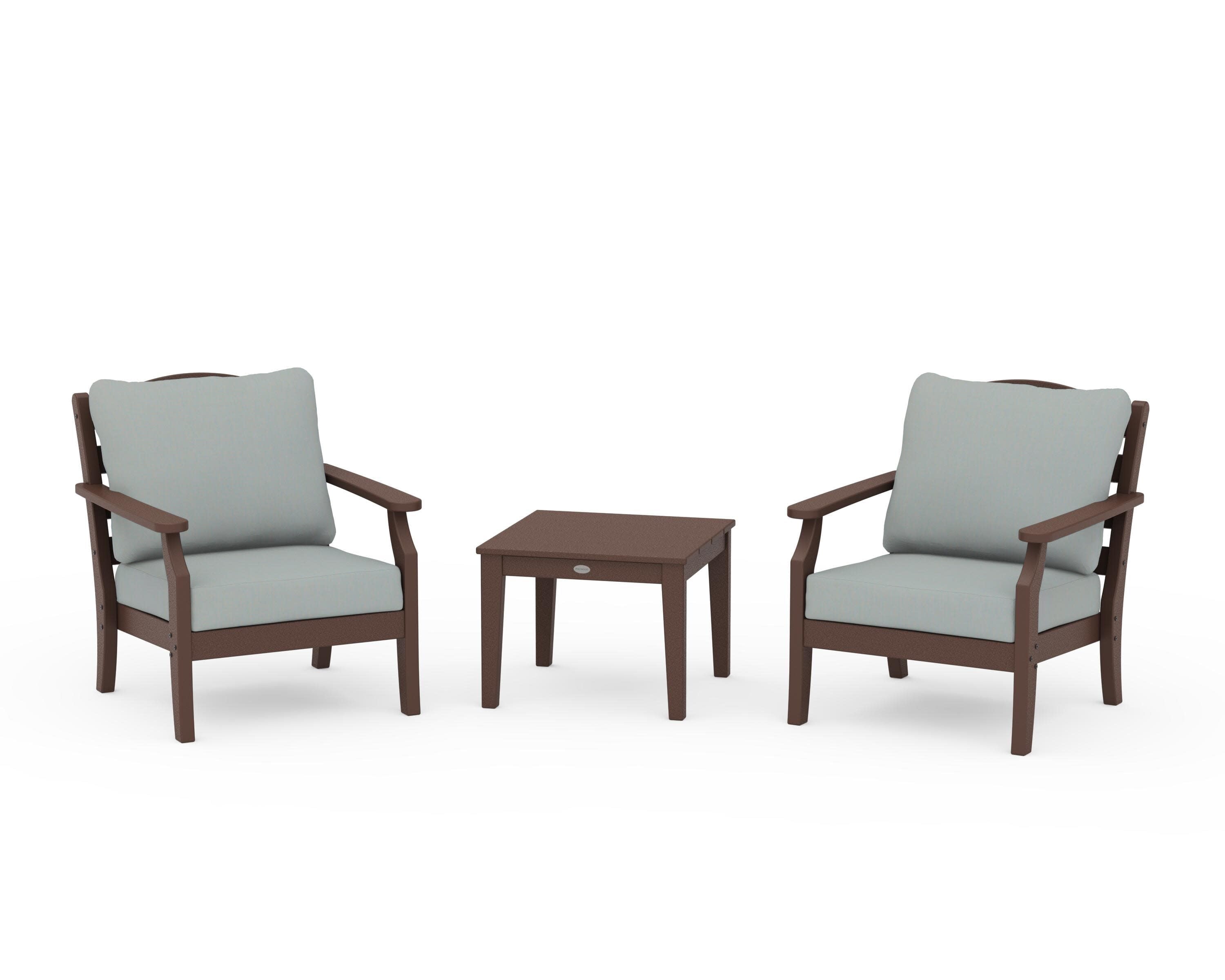Savannah 3-Piece Deep Seating Set in Mahogany / Spa