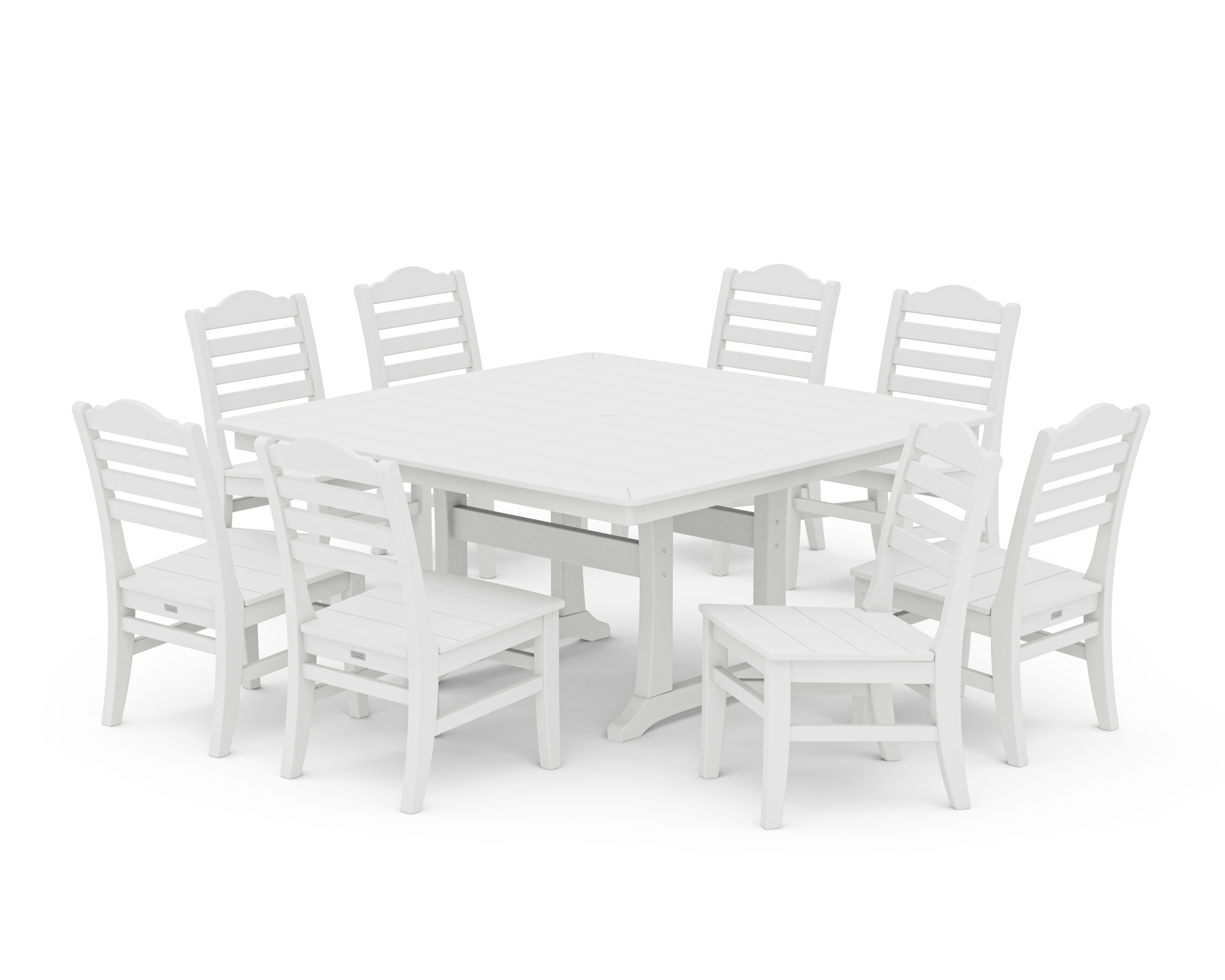 Savannah Side Chair 9-Piece Square Dining Set with Trestle Legs in White