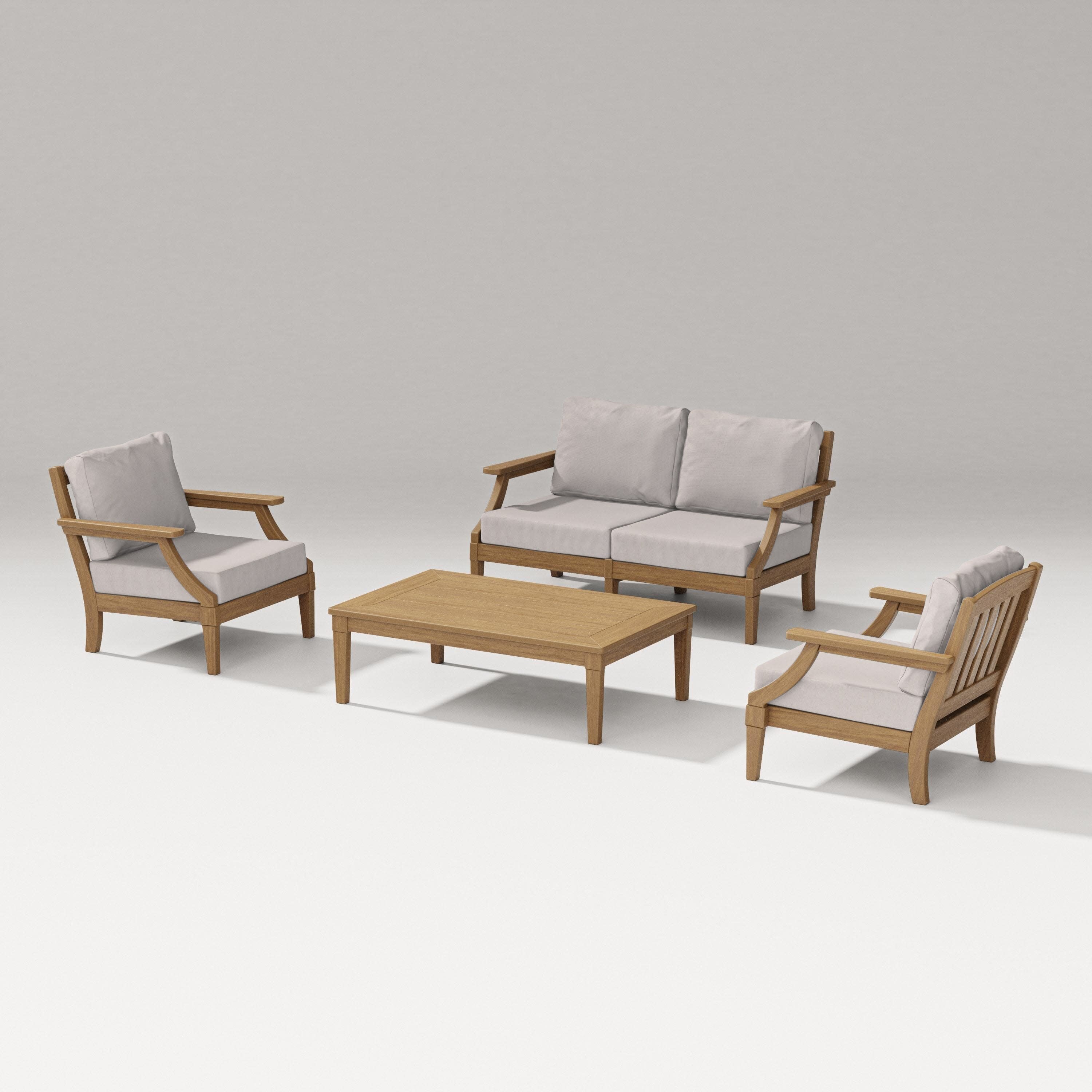 Estate Lounge 4-Piece Loveseat Set in Natural / Dune Burlap