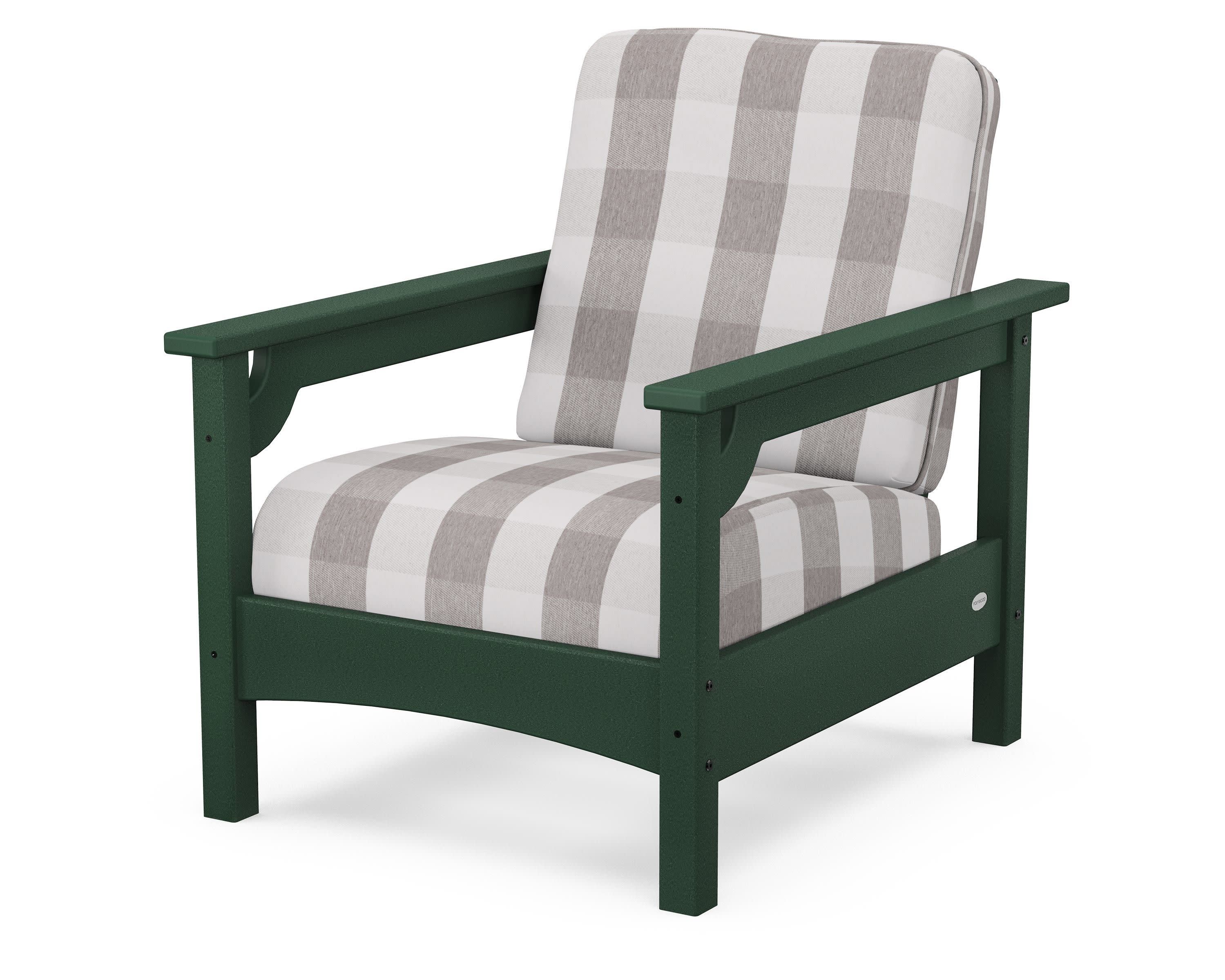Club Chair in Green / Buffalo Plaid Grey Mist
