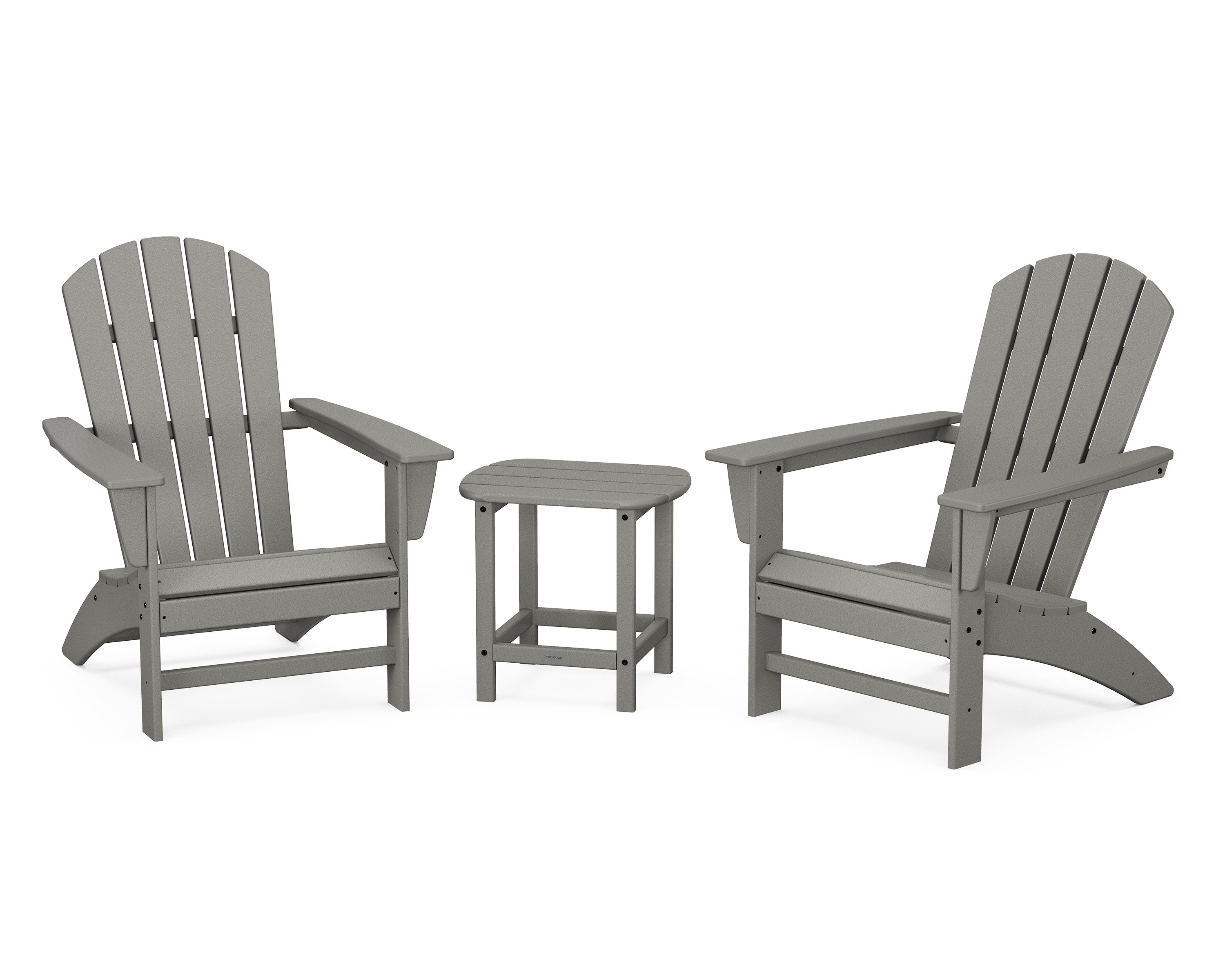 Nautical 3-Piece Adirondack Set with South Beach 18" Side Table in Slate Grey