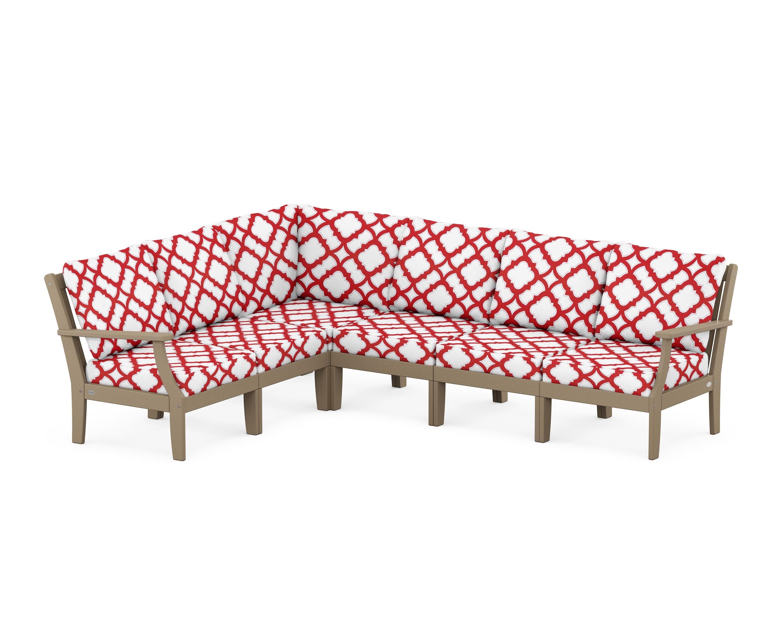 Braxton Modular 6-Piece Deep Seating Set in Vintage Sahara / Trellis Crimson