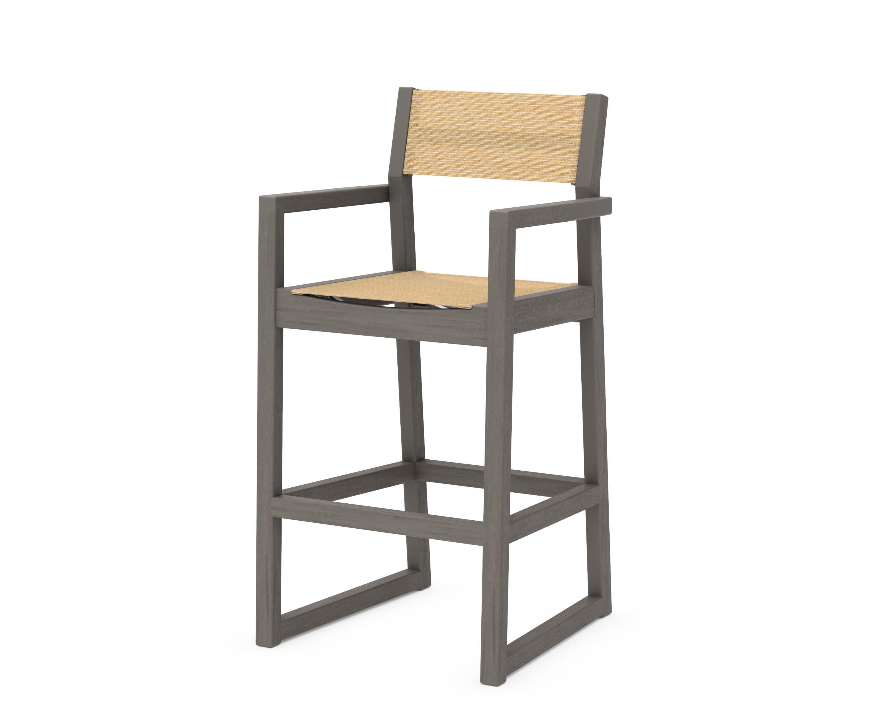 EDGE Sling Bar Arm Chair in Driftwood / Dupioni Apricot Sling