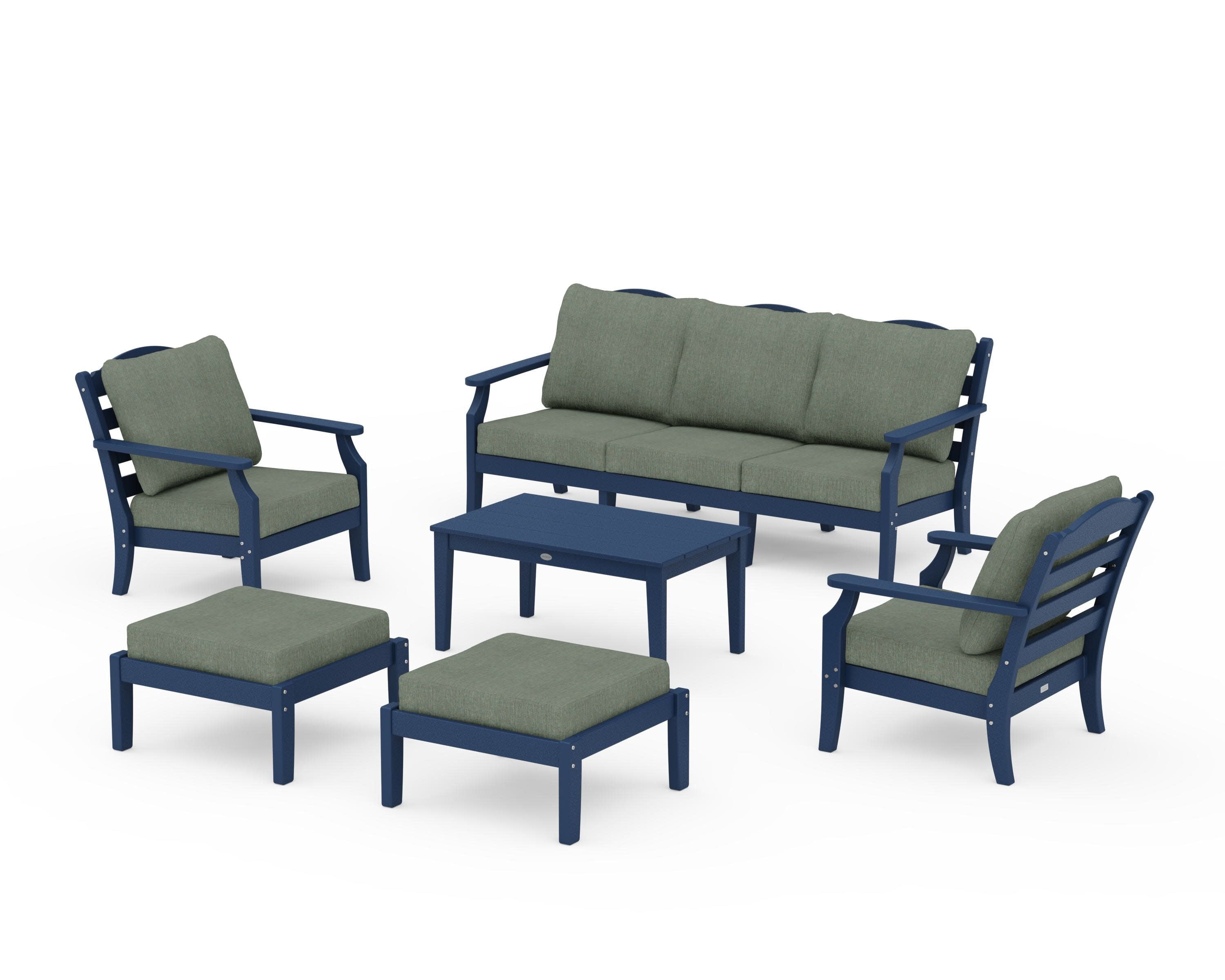 Savannah 6-Piece Lounge Sofa Set in Navy / Cast Sage