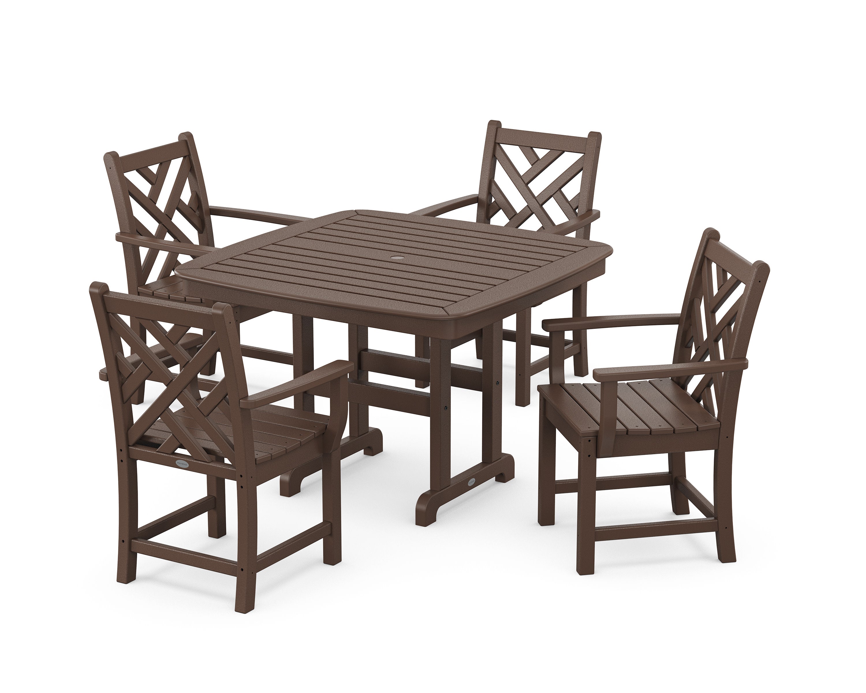 Chippendale 5-Piece Dining Set with Trestle Legs in Mahogany