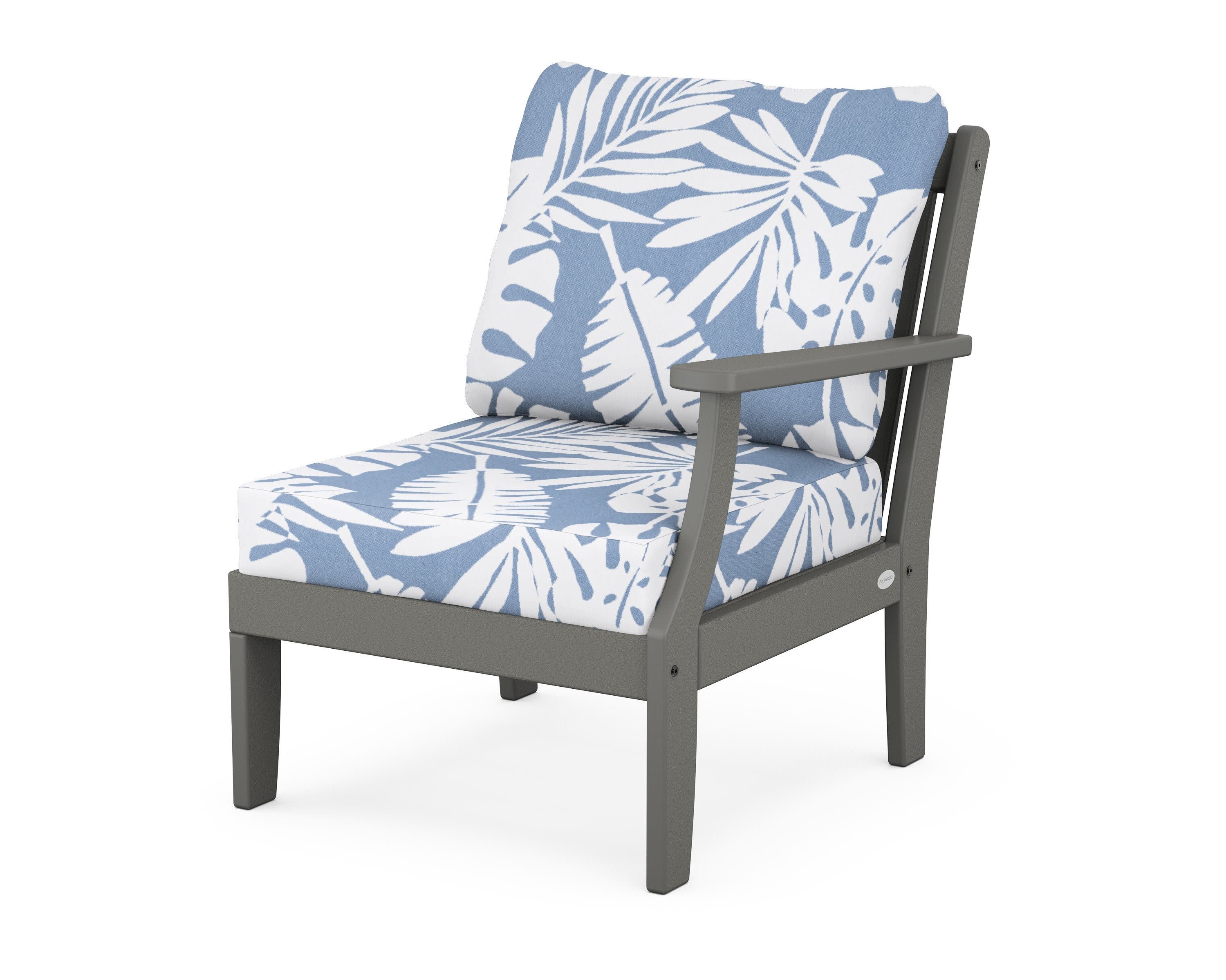 Braxton Modular Right Arm Chair in Slate Grey / Leaf Sky Blue