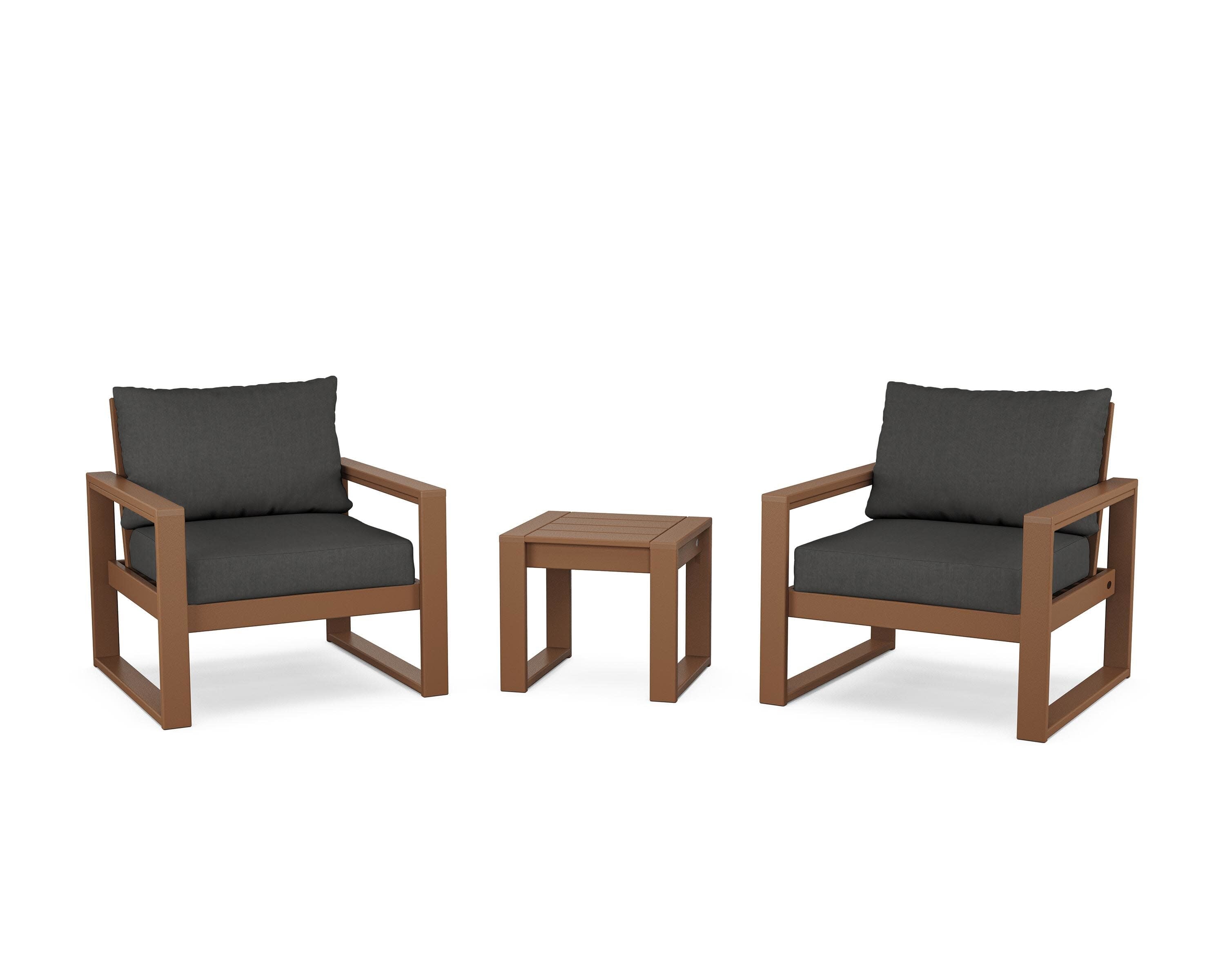 EDGE Sectional 3-Piece Deep Seating Set in Teak / Spectrum Carbon