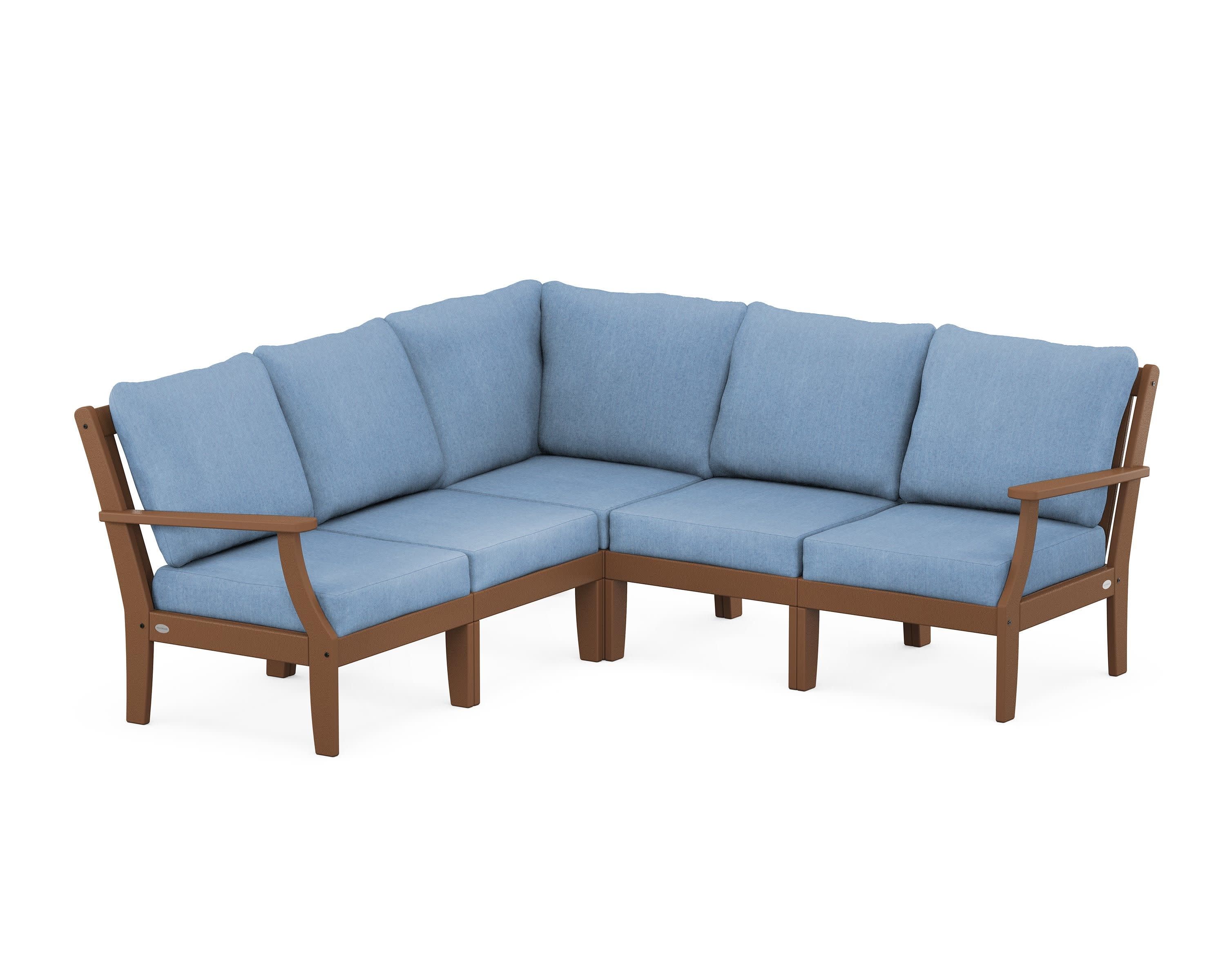 Braxton Modular 5-Piece Deep Seating Set in Teak / Sky Blue