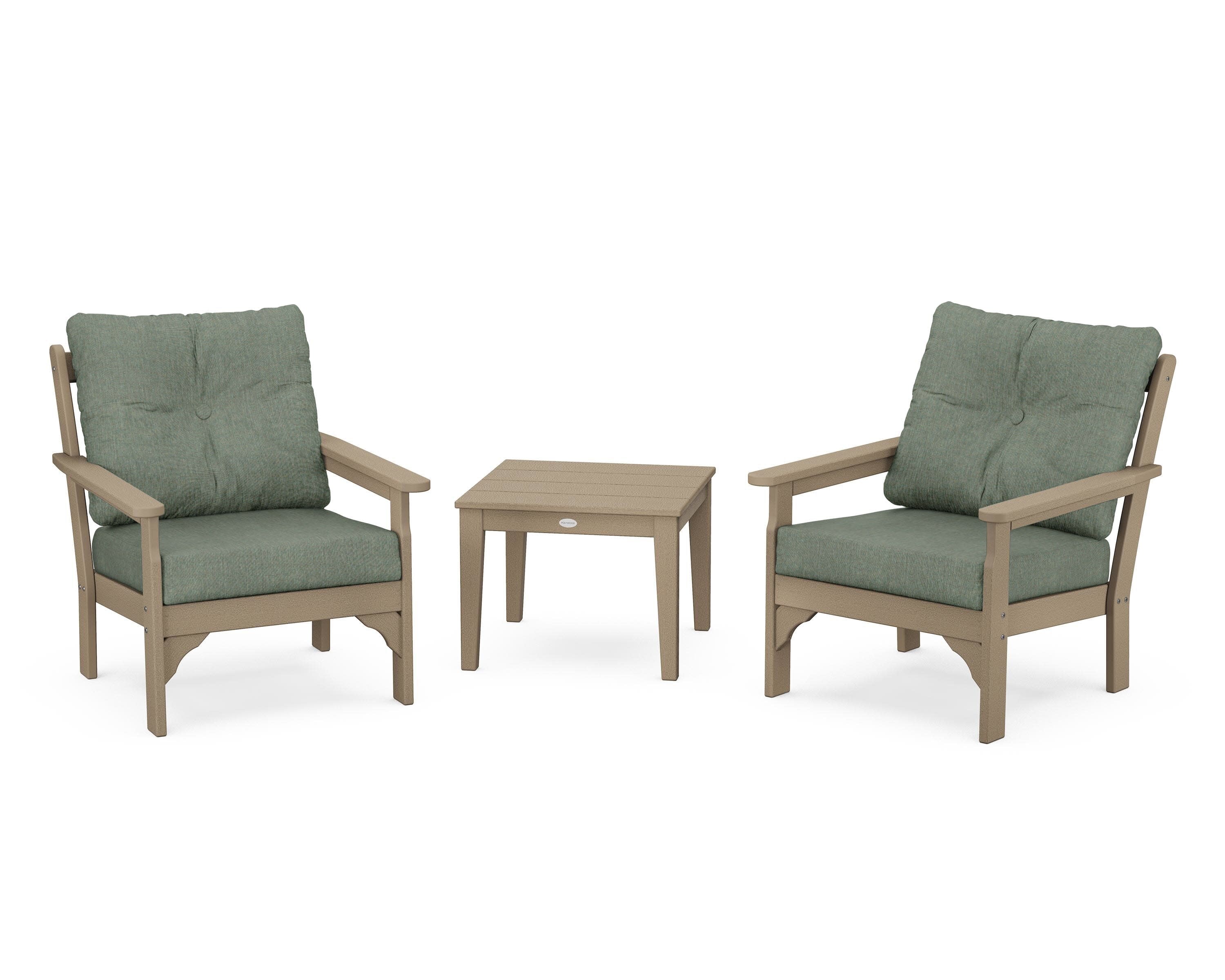 Vineyard 3-Piece Deep Seating Set in Vintage Sahara / Cast Sage