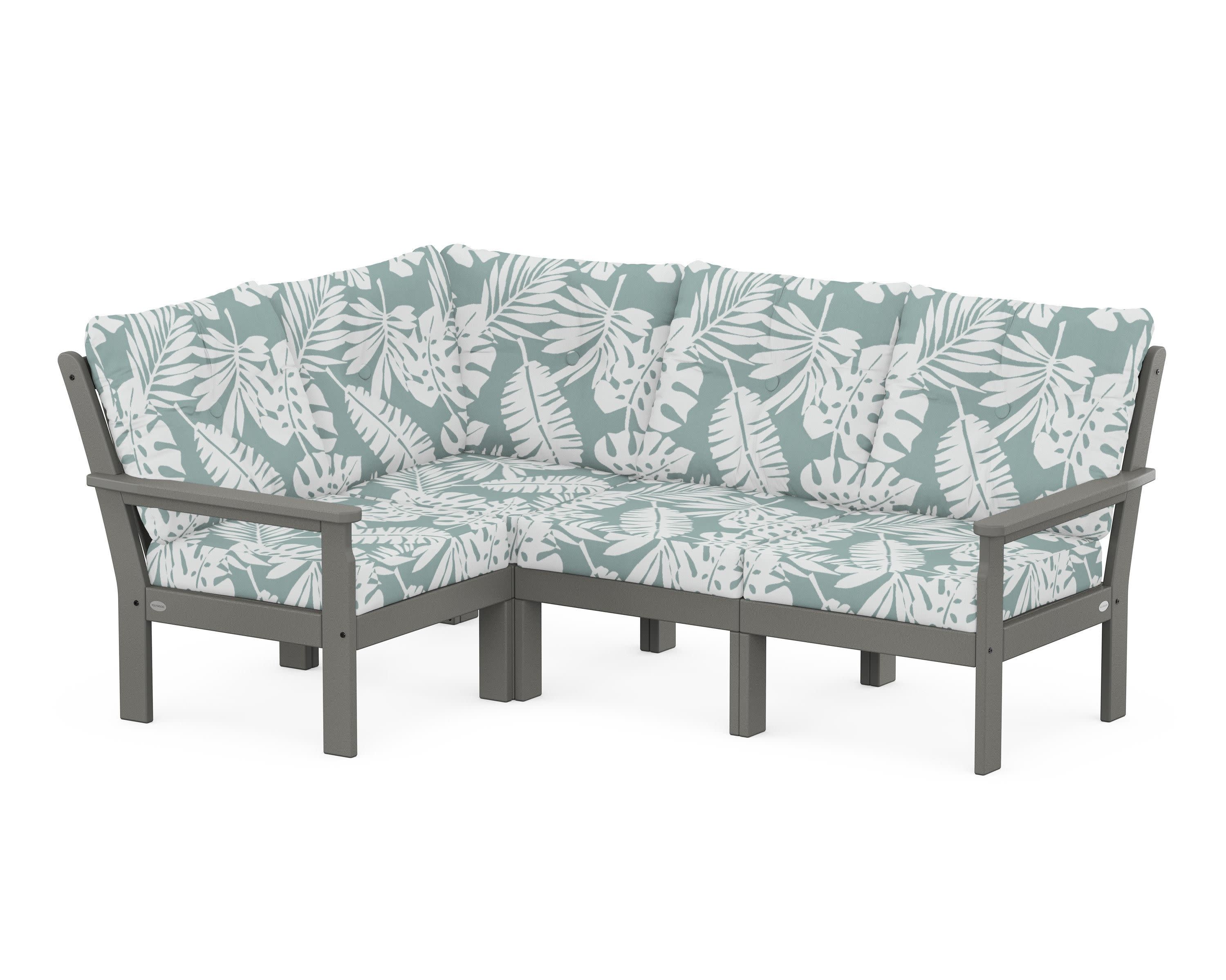 Vineyard 4-Piece Sectional in Slate Grey / Leaf Glacier Spa