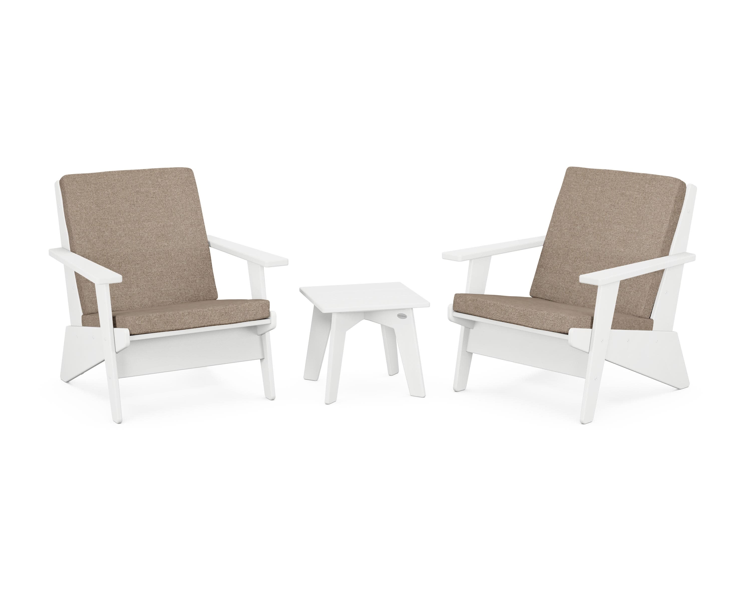 Riviera Modern Lounge 3-Piece Set in White / Spiced Burlap