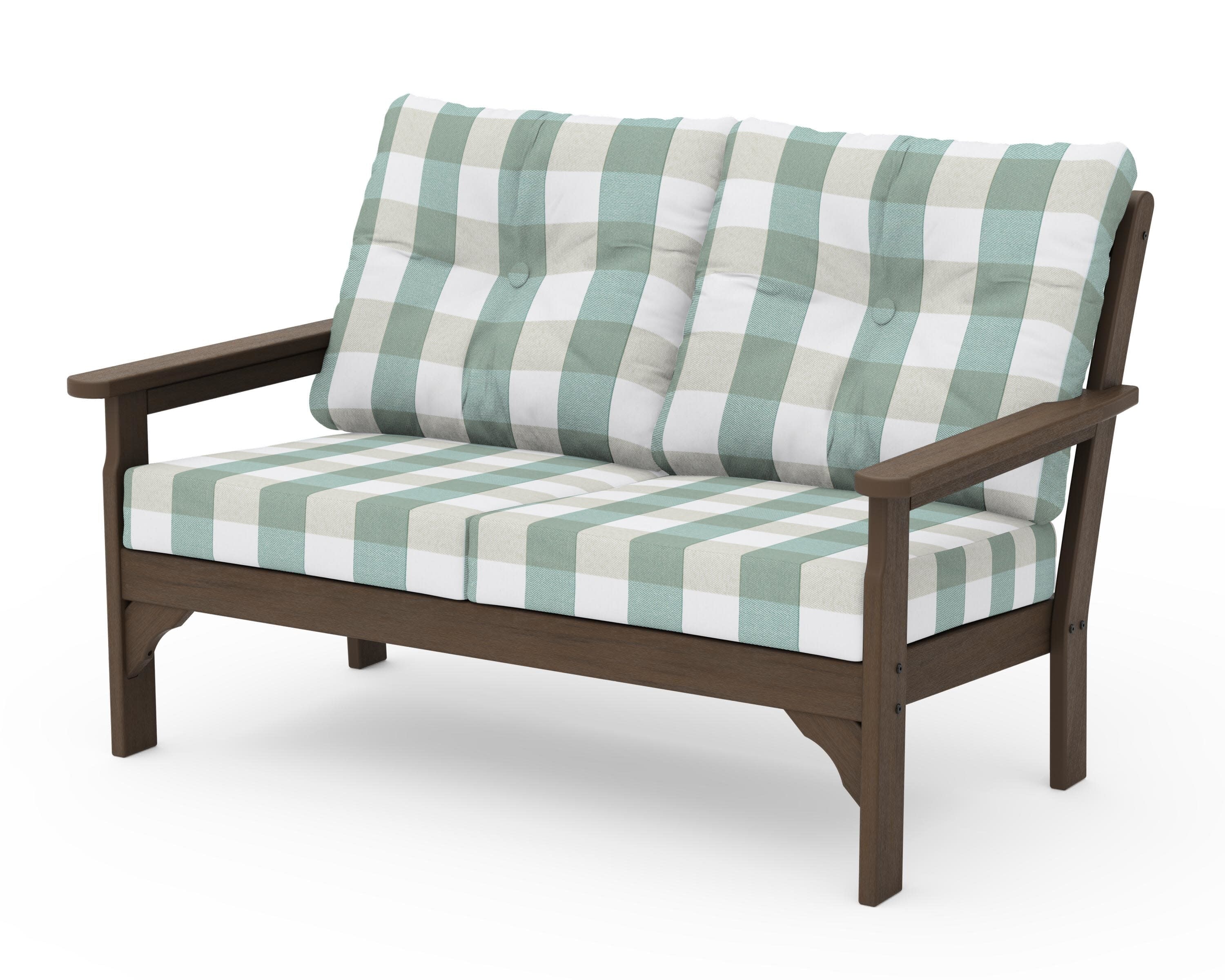 Vineyard Deep Seating Loveseat in Kona / Buffalo Plaid Glacier Spa