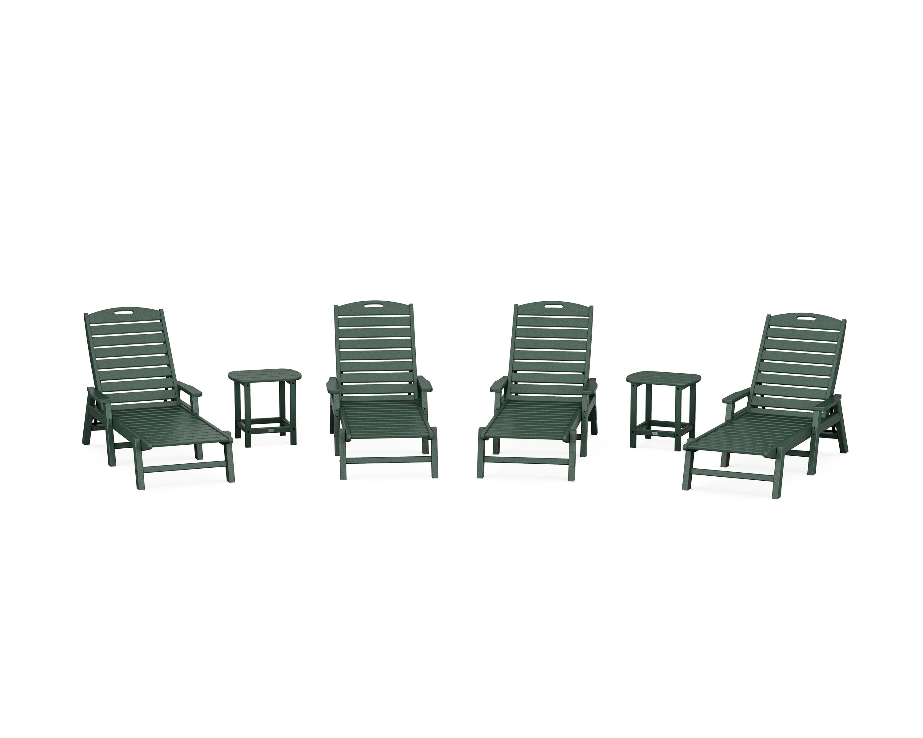 Nautical Chaise 6-Piece Set with Arms in Green