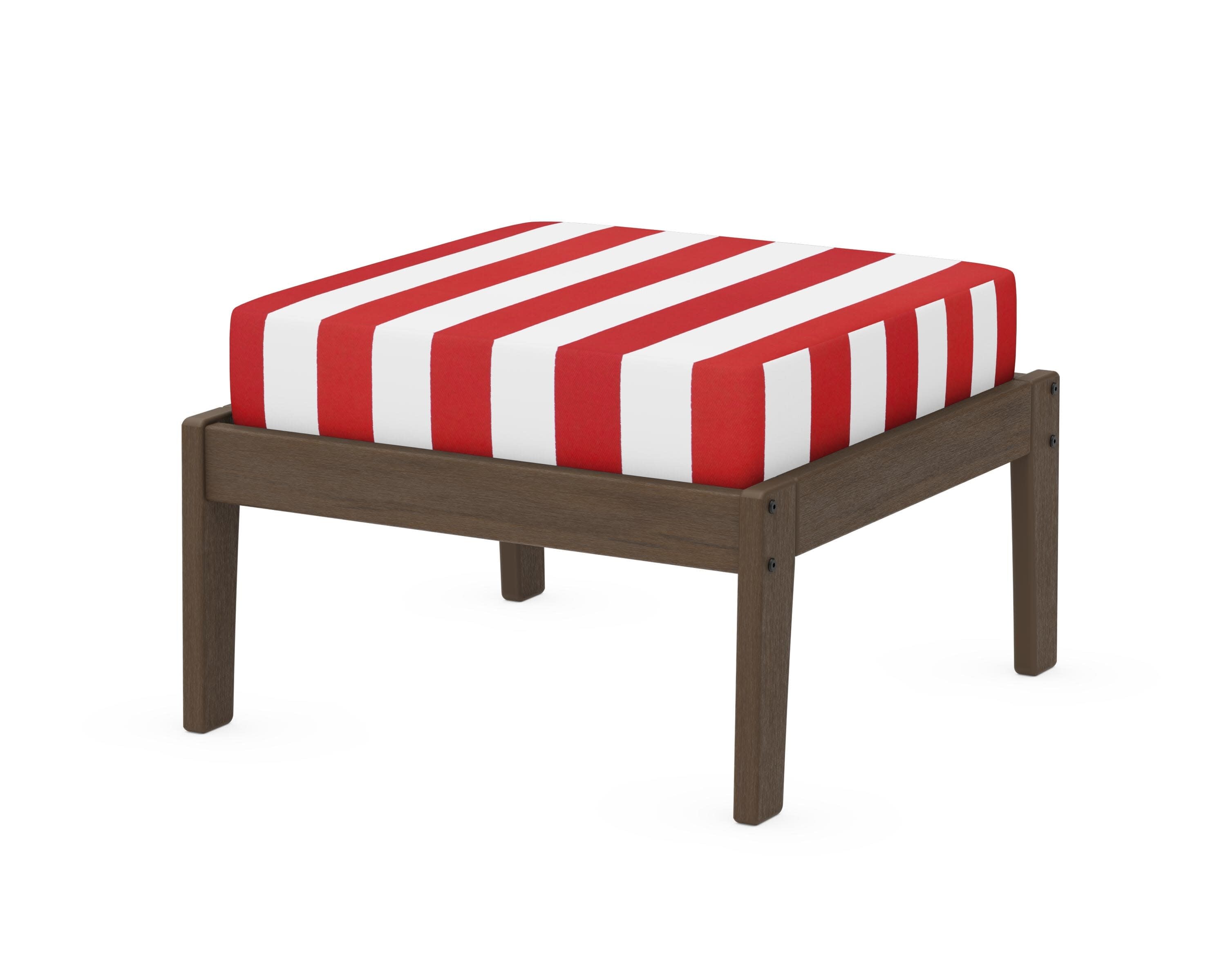 Deep Seating Ottoman in Kona / Cabana Stripe Crimson