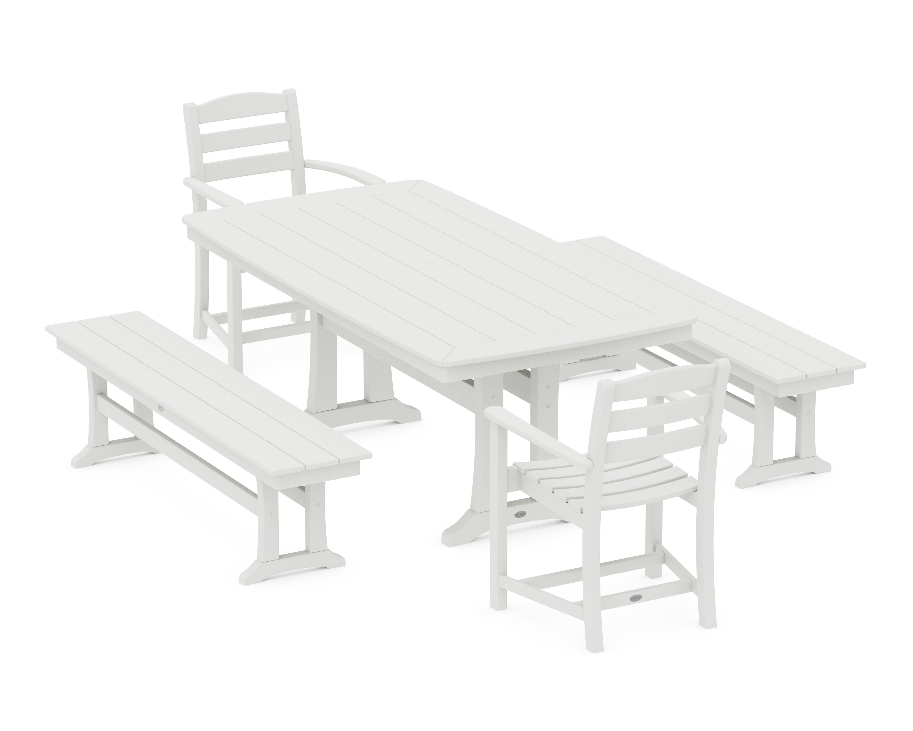 La Casa Cafe 5-Piece Dining Set with Trestle Legs in Vintage White