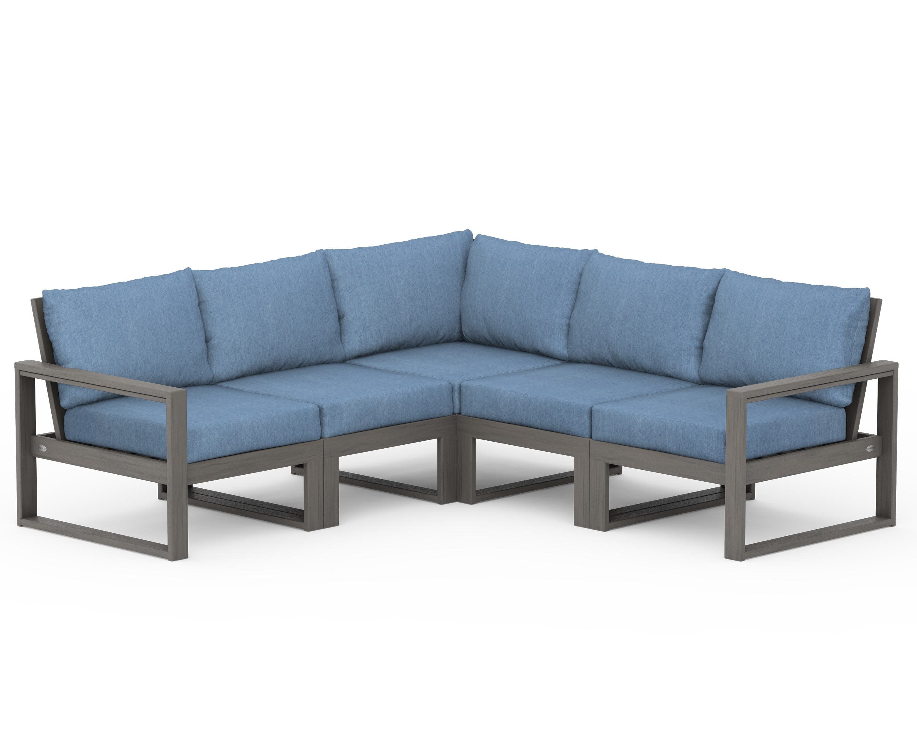 EDGE 5-Piece Modular Deep Seating Set in Driftwood / Sky Blue
