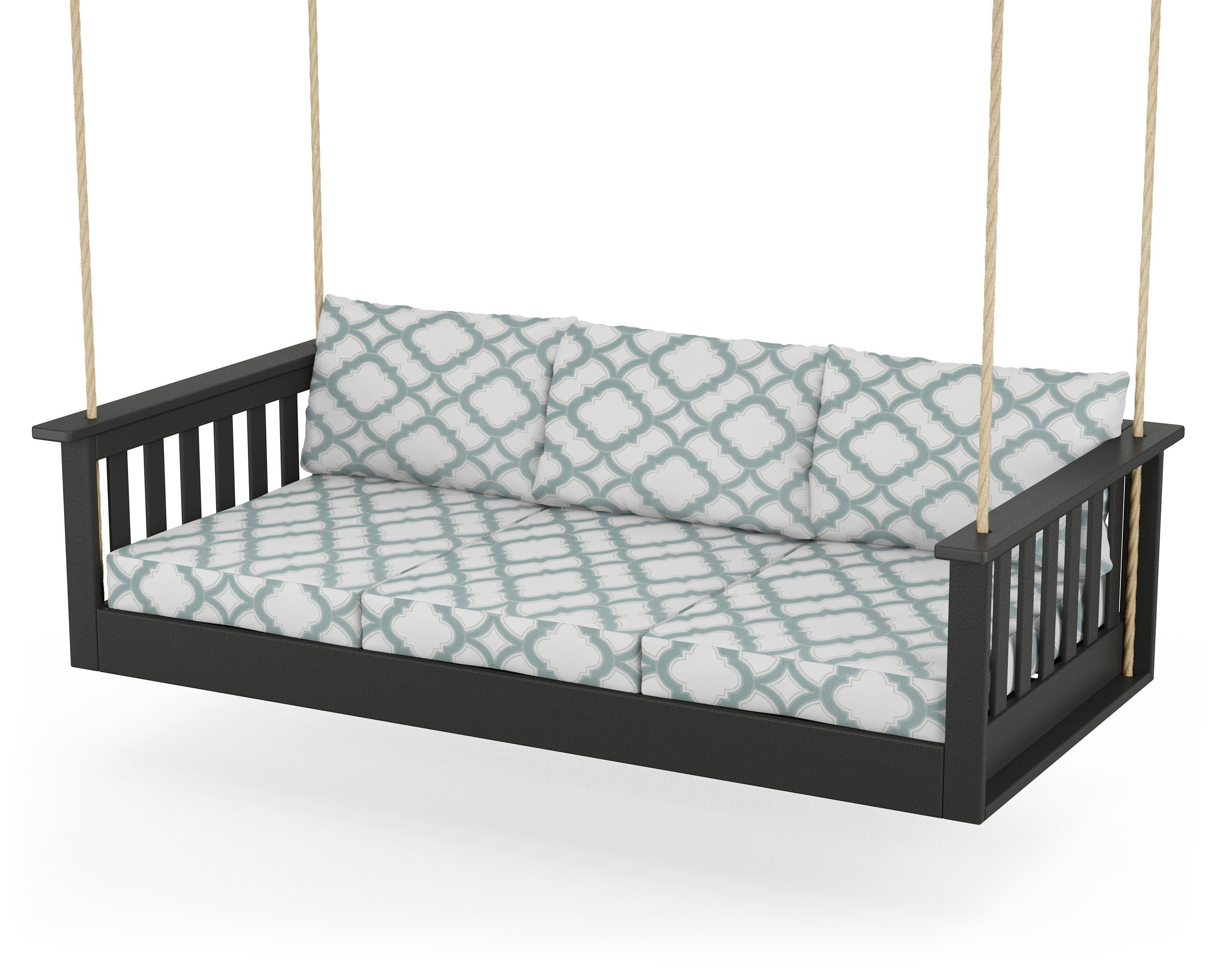 Vineyard Daybed Swing in Black / Trellis Glacier Spa