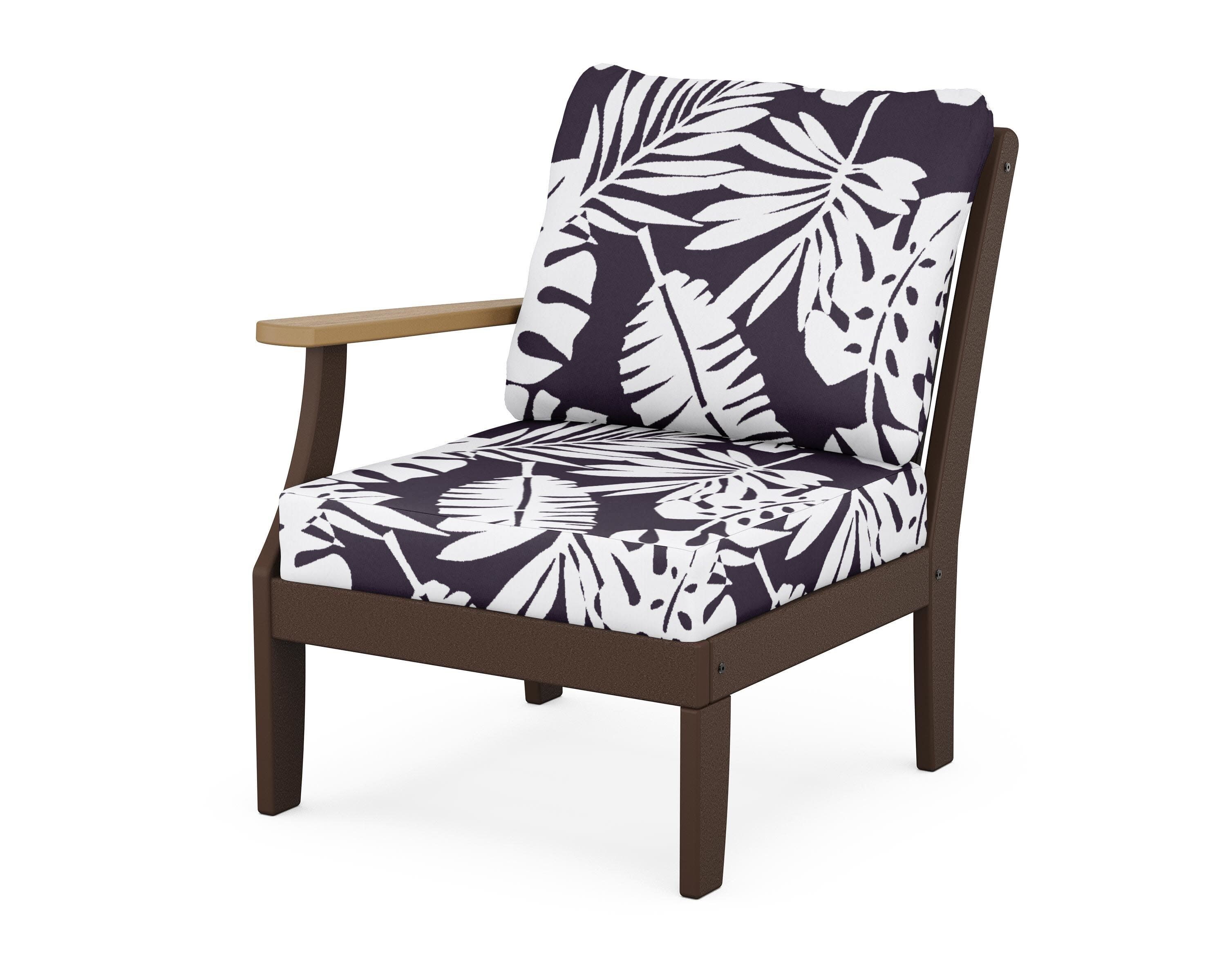 Braxton Modular Left Arm Chair in Mahogany / Natural / Leaf Navy