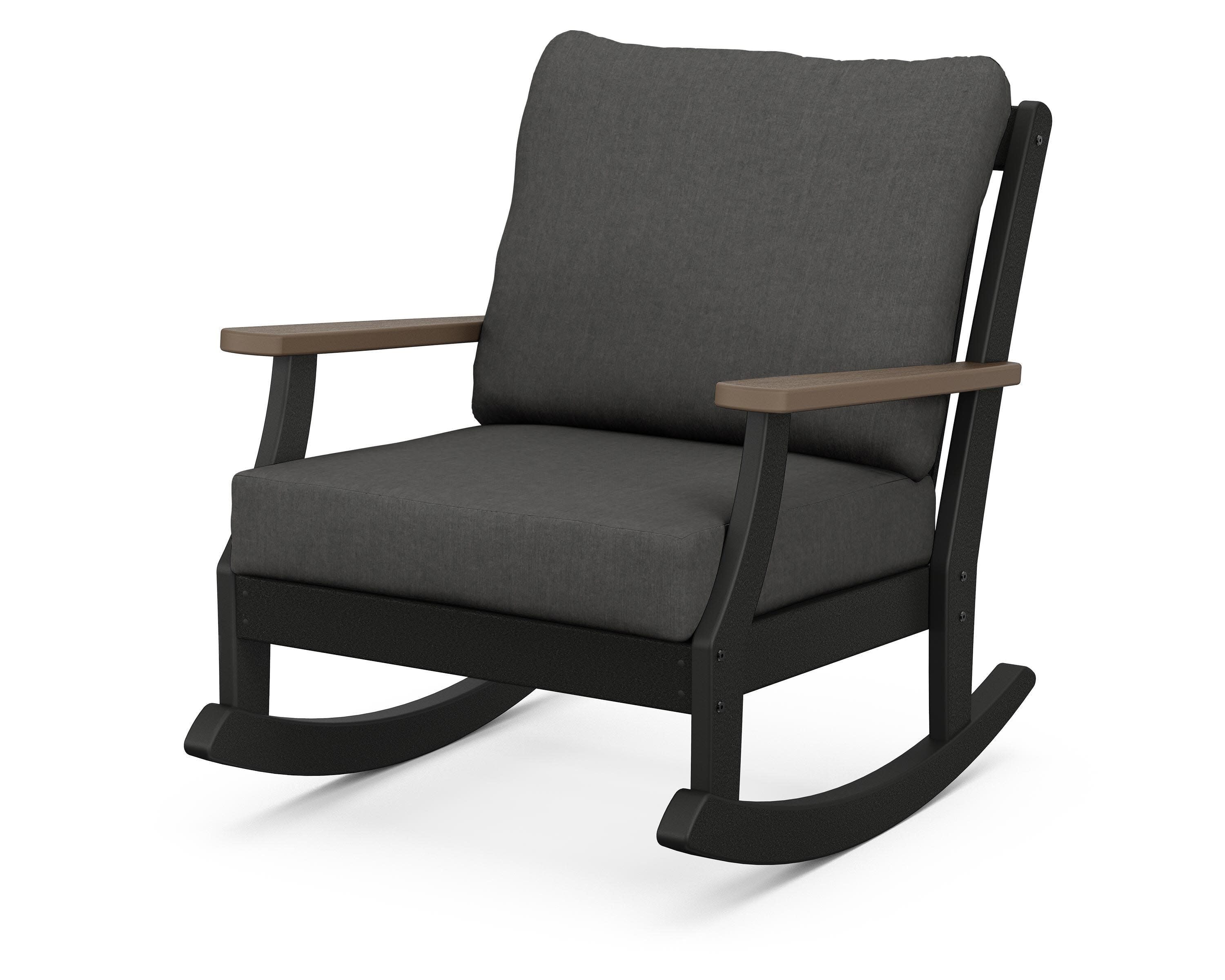 Braxton Deep Seating Rocking Chair in Black / Kona / Spectrum Carbon