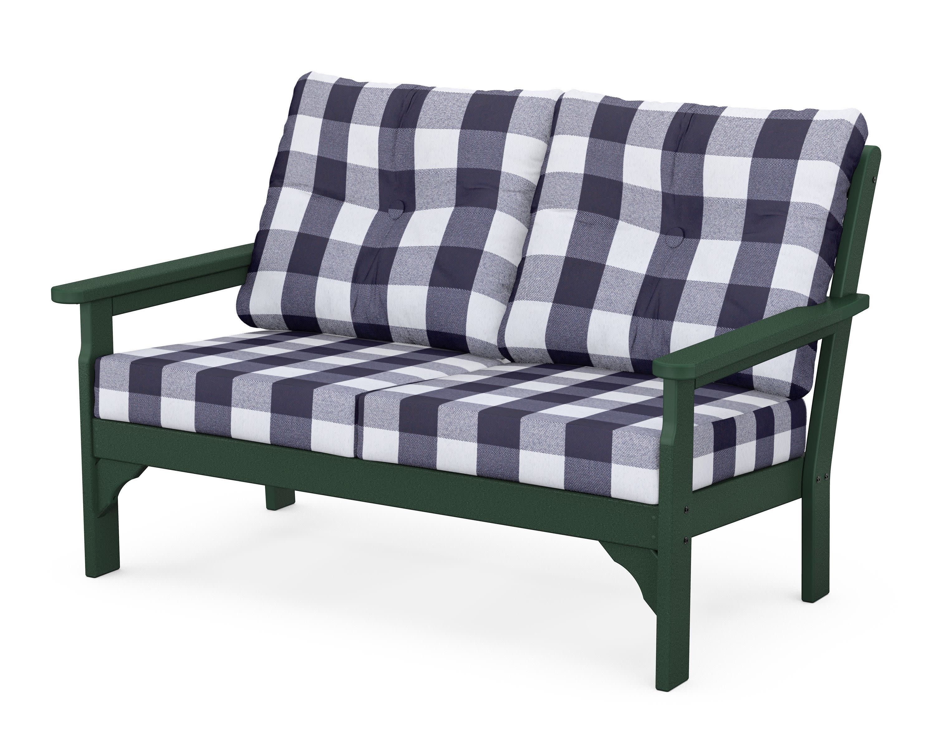 Vineyard Deep Seating Loveseat in Green / Buffalo Plaid Navy