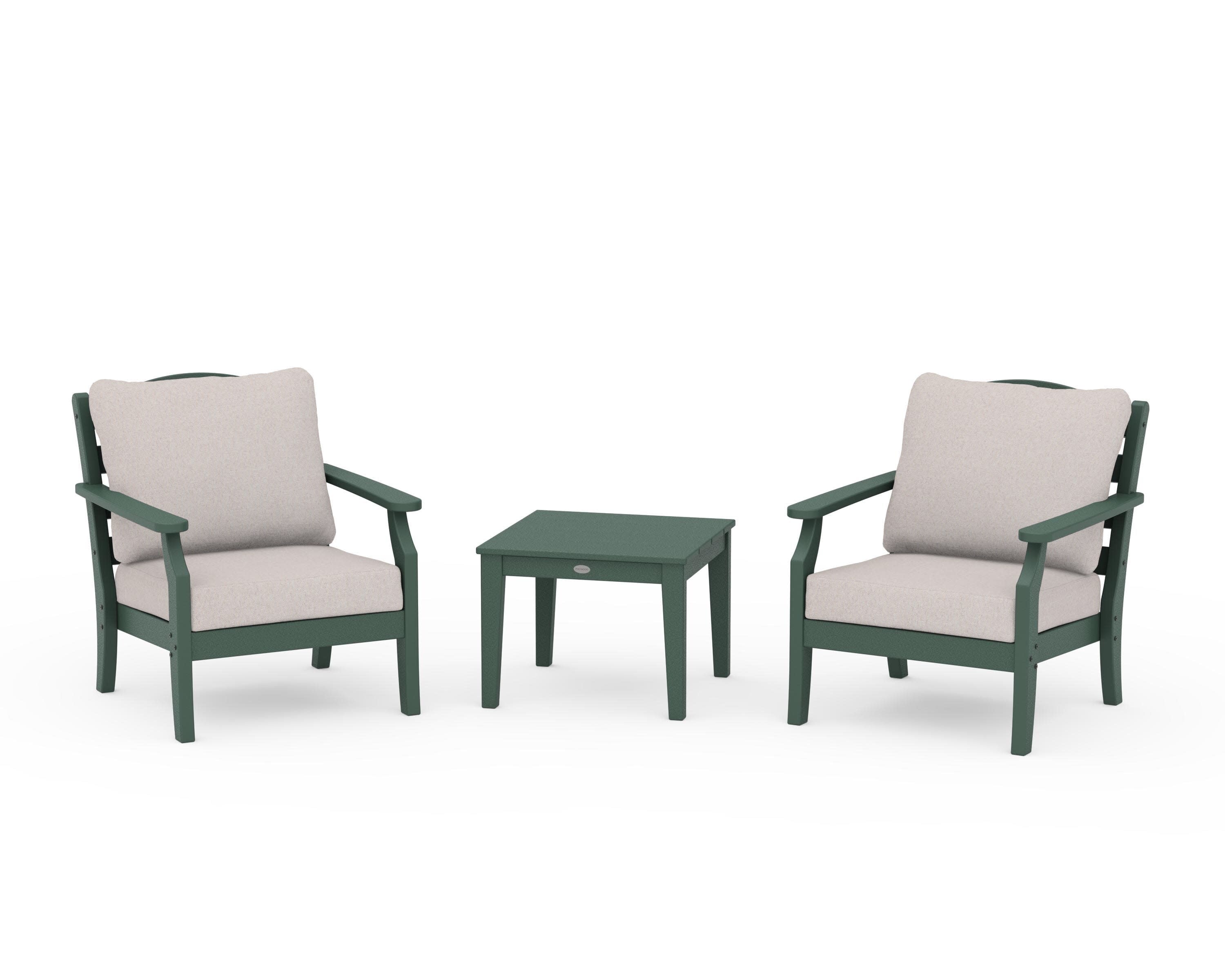 Savannah 3-Piece Deep Seating Set in Green / Dune Burlap